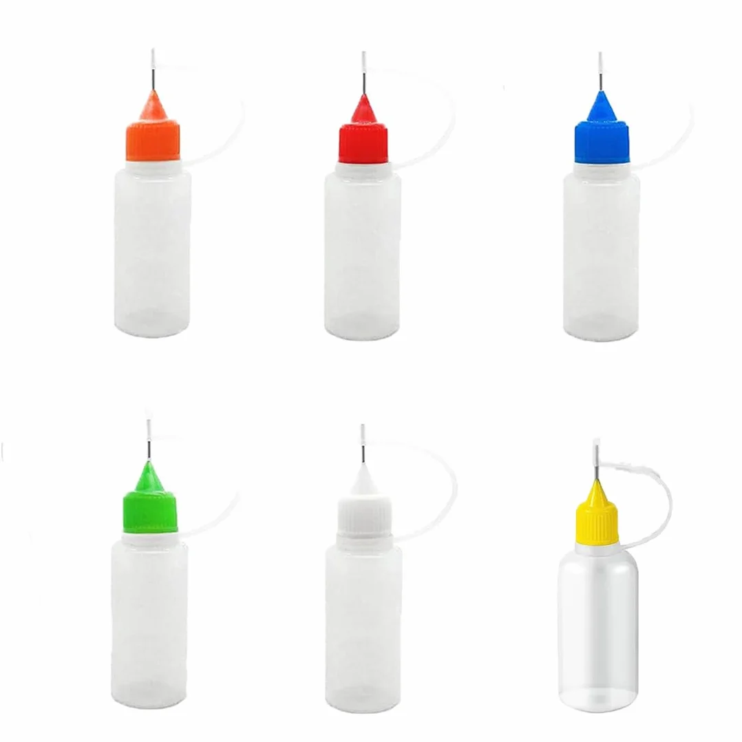 6 sztuk aplikator kleju, precyzyjny aplikator, plastikowe butelki, butelka z zakraplaczem, butelka do sokowirówki, aplikator z końcówką igły, butelki aplikatora kleju