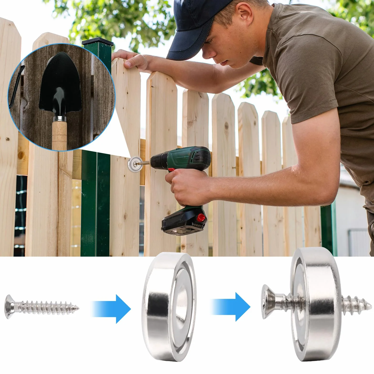 Magnesy neodymowe z otworem 10 kg 20 mm okrągłe garnkowe 8 sztuk