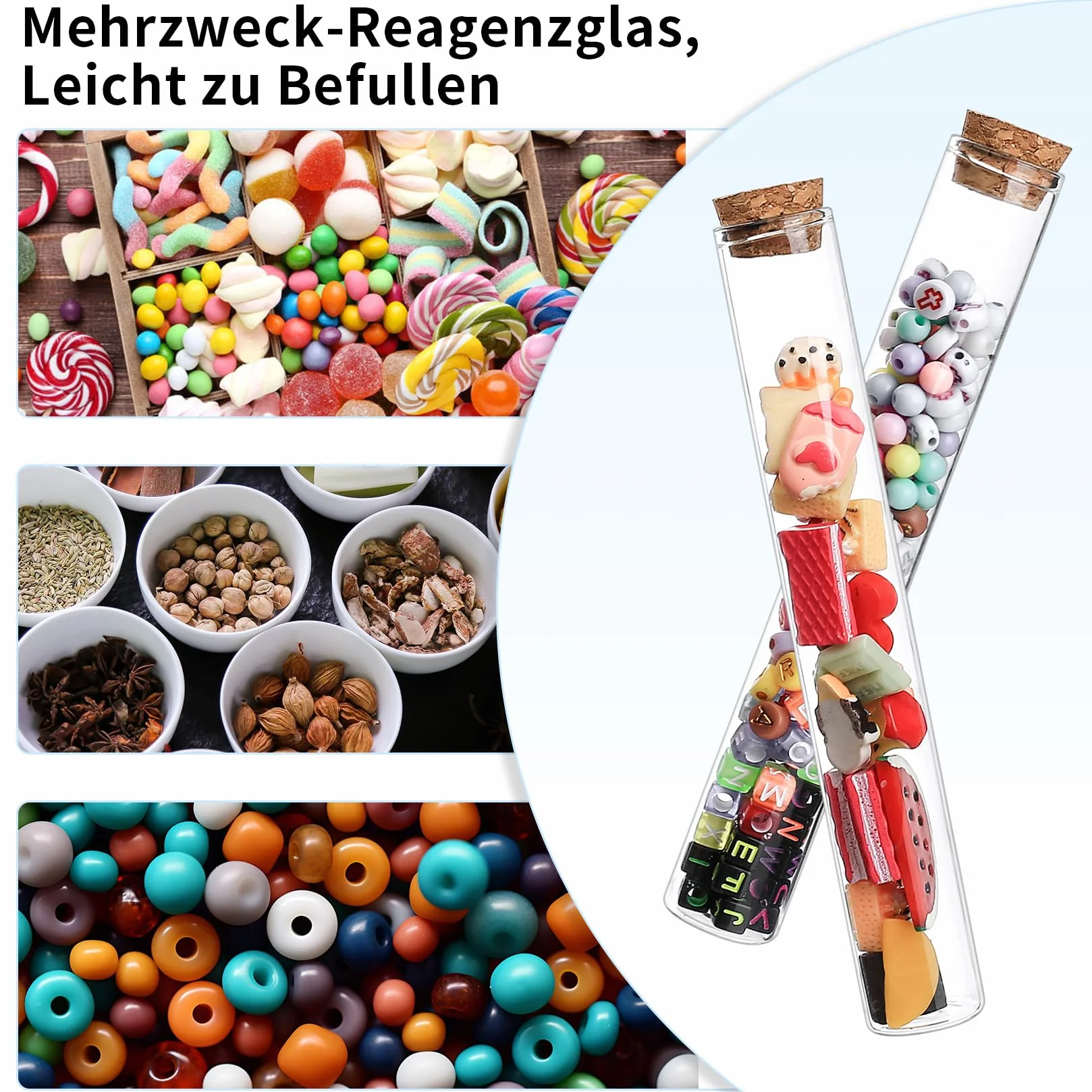Szklane probówki laboratoryjne 40 ml z nakrętką śrubową, 11 sztuk
