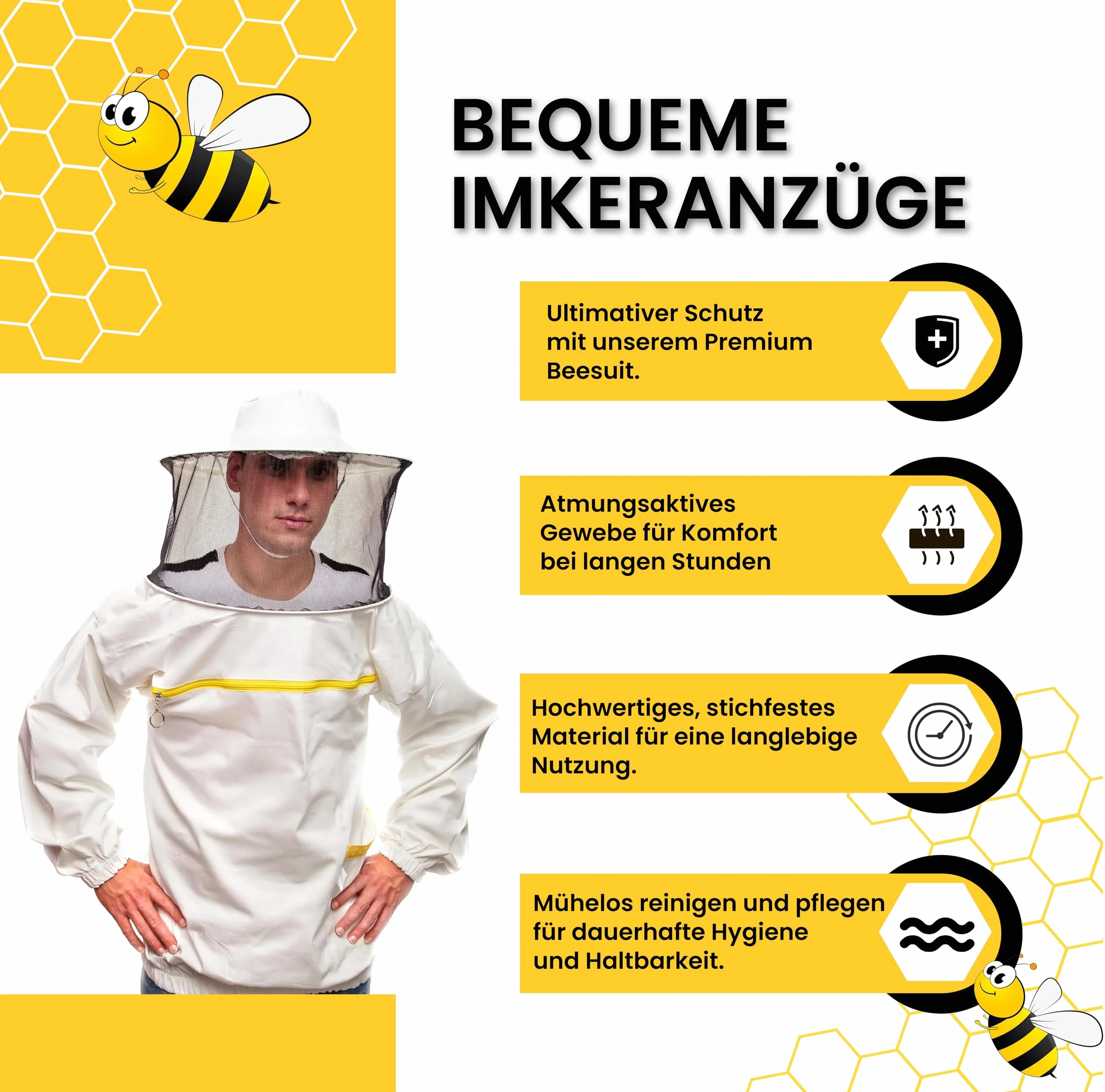 BEEART Profesjonalna kurtka pszczelarska bawełniana z kapeluszem i welonem