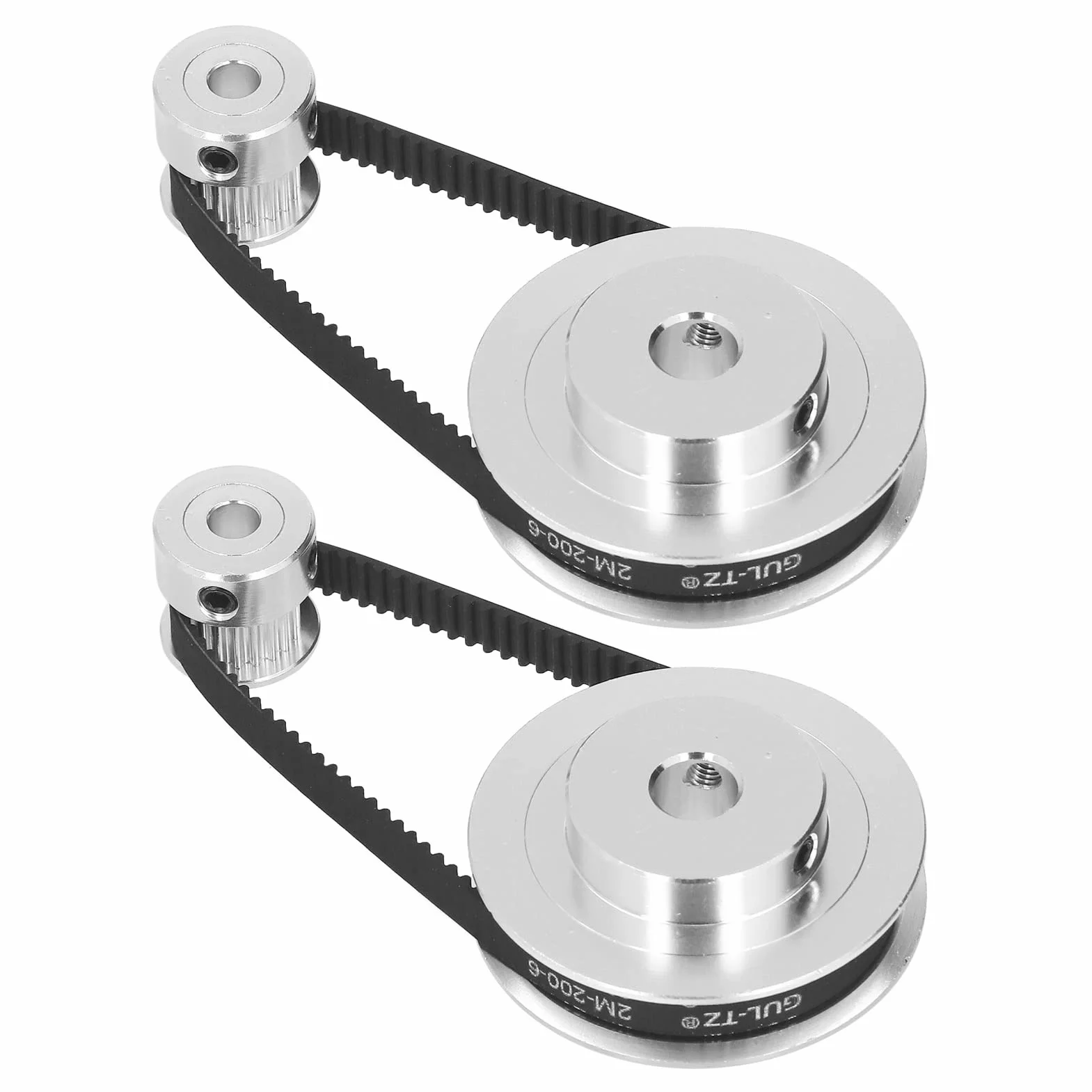 2-pakowe Koło Synchroniczne - Elastyczny, Zamknięty Pasek Rozrządu 20T 60T, Koło Rozrządu ze Stopu Aluminium Długość 200mm, Szerokość 6mm(20t 5mm (0,2 cala) plus 60t 8mm (0,31 cala))