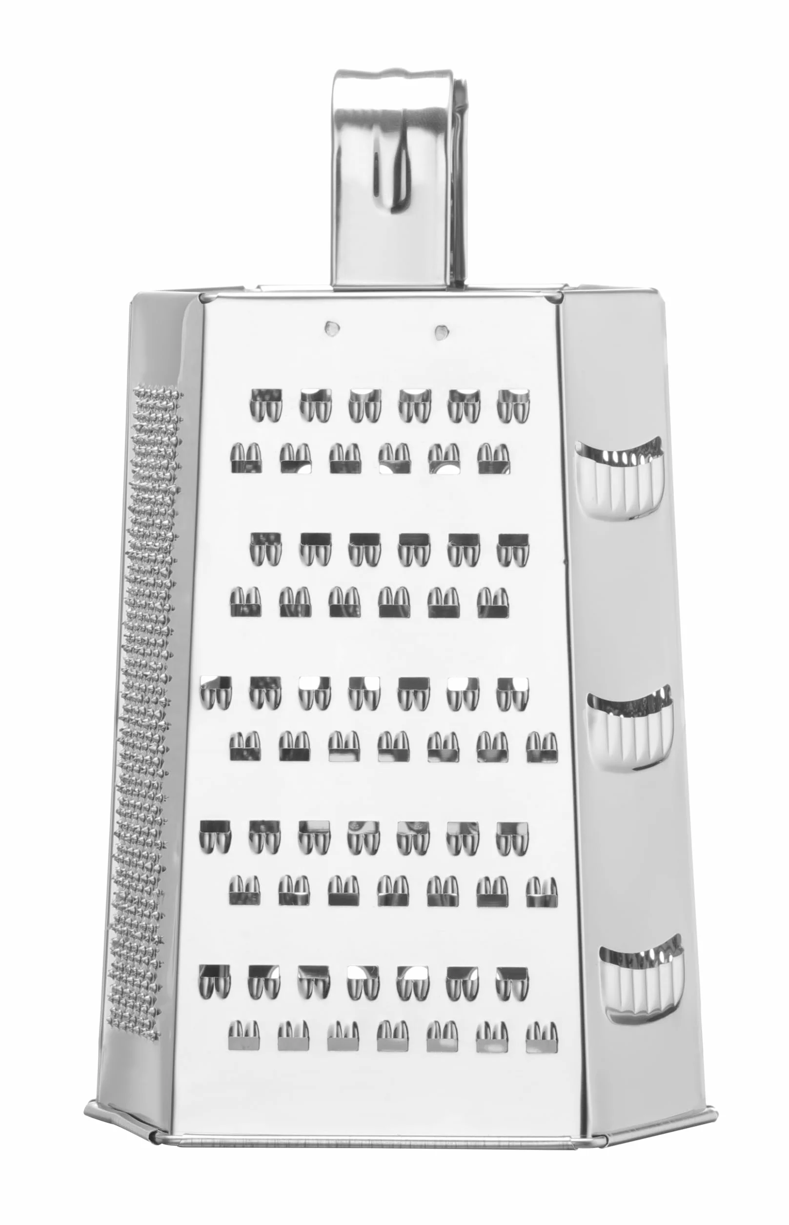 HENDI Tarka, 6-stronna, bardzo drobna, drobna, średnia, gruba i 2 strony tnące, ergonomiczny uchwyt, tarka do warzyw, krajalnica do warzyw, tarka kuchenna, 135x113x(H)215mm, stal nierdzewna