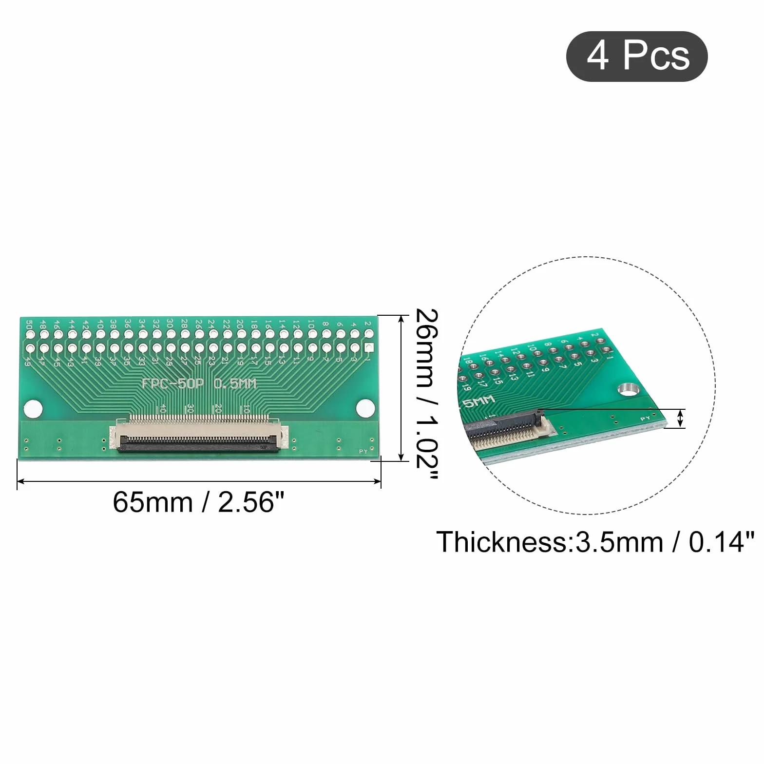 QUARKZMAN FPC FFC PCB płyta konwerterowa 50P 0,5 mm na 1,0 mm do DIP 2,54 mm zestaw 4 sztuk