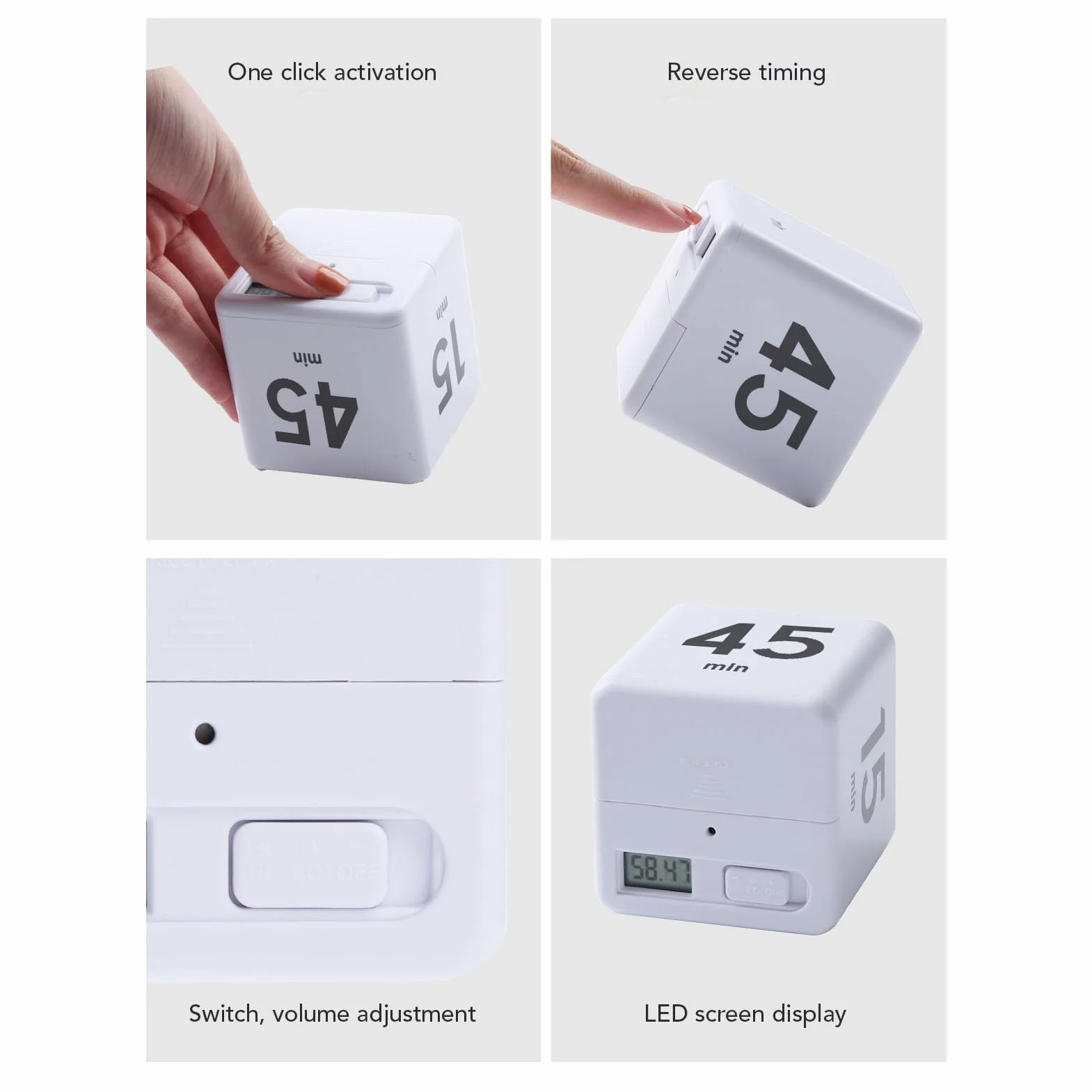 TARSHYRY Minutnik z kostką odliczającą 5 15 25 45 Minut Materiał ABS