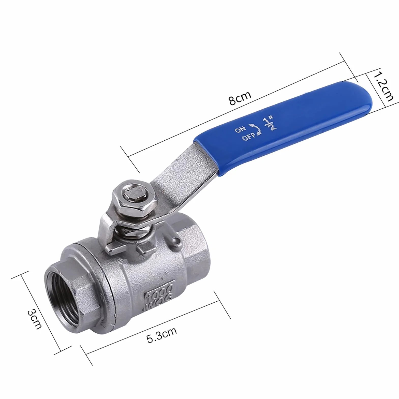 Zawór kulowy, stal nierdzewna, 2 zawory Inox 1 NPT, 2-drożny zawór kulowy z pełnym przepływem dźwigni obrotowej SS304, 1/2 zawór kulowy z pełnym przepływem