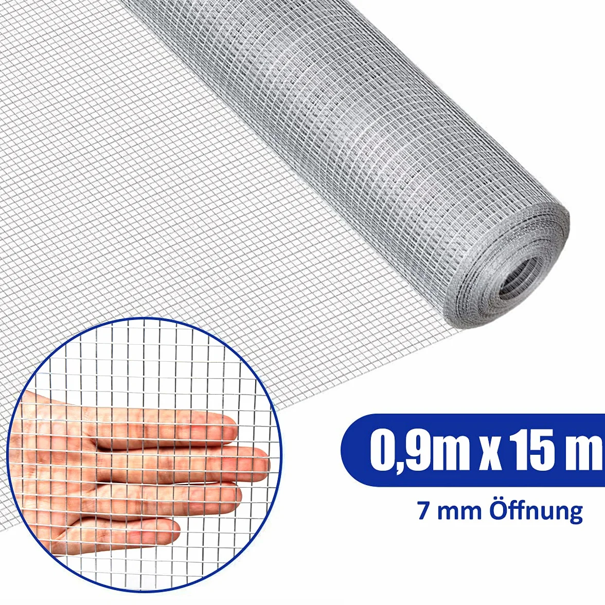 GOPLUS siatka do woliery, siatka przeciw norom z żelaza, siatka przeciw kretom, 7x7mm, ocynkowana i galwanizowana, ogrodzenie dla królika, norek, ptaków i innych małych zwierząt (0,9 m × 15 m)