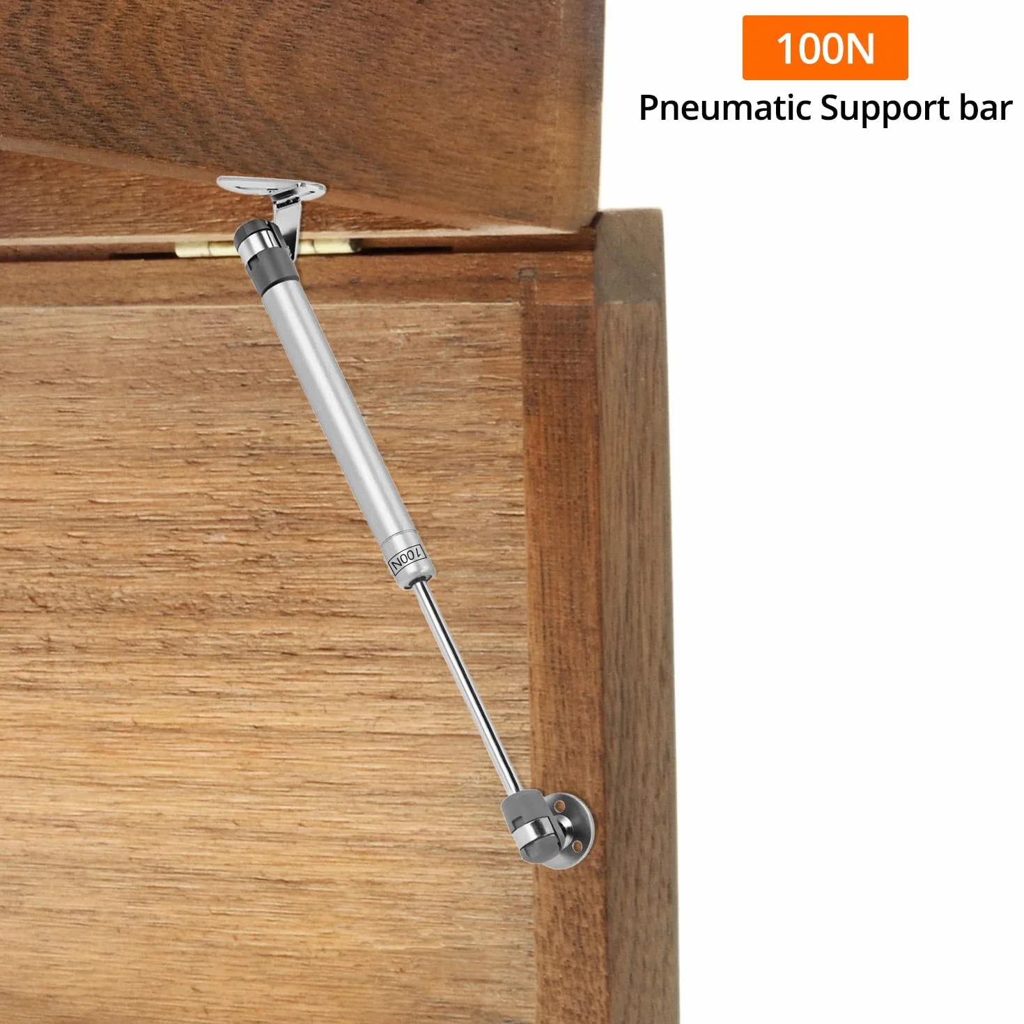 QWORK® Zestaw 4 sprężyn gazowych, 100 N/10 kg, srebrne zawiasy amortyzatora gazowego, do drzwi szafek kuchennych