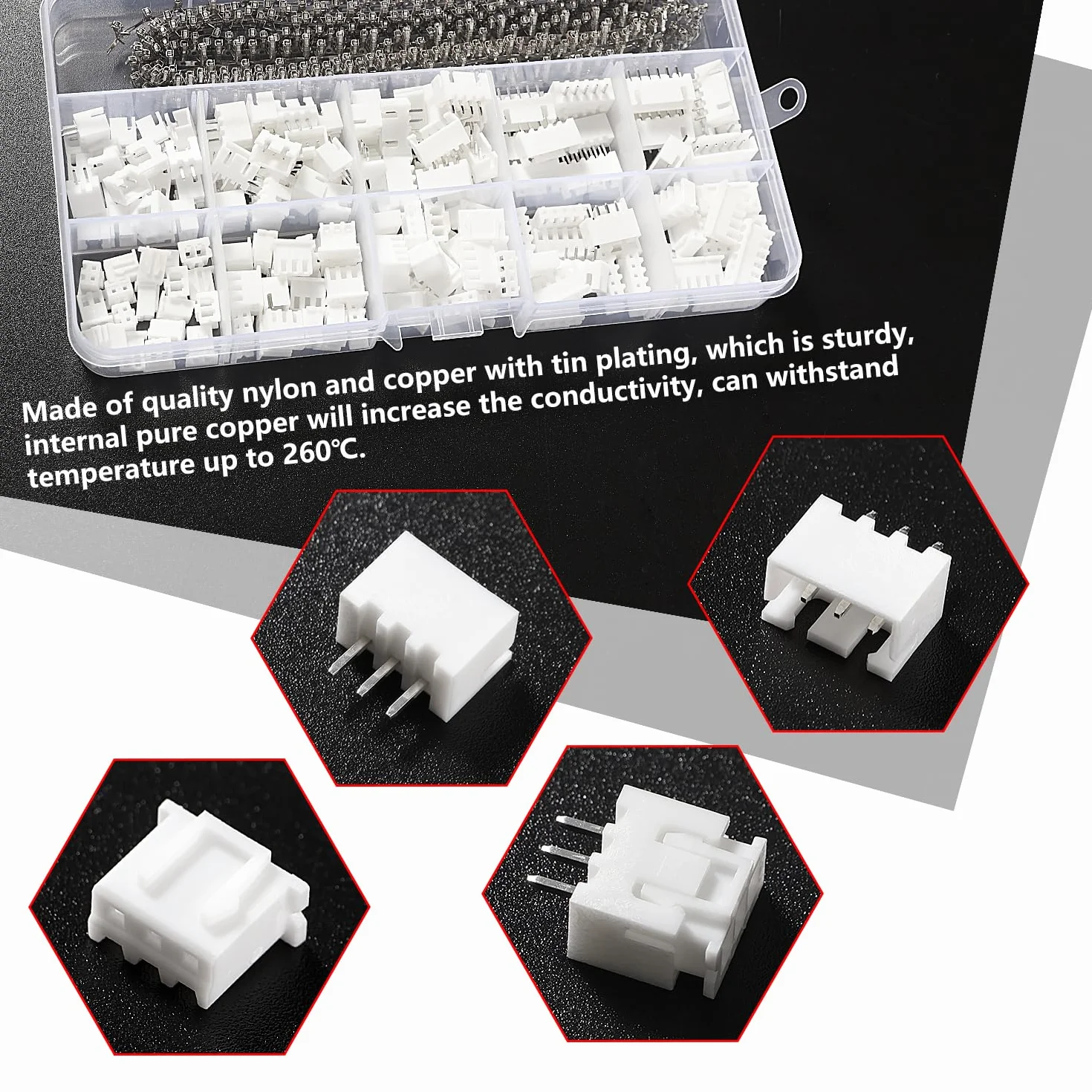 YIXISI 460 Sztuk 2/3/4/5/6-pinowy Zestaw Złączy JST 2.54mm, Złącze Kabla Adaptera JST-XH, Złącze Męskie i Żeńskie-JST