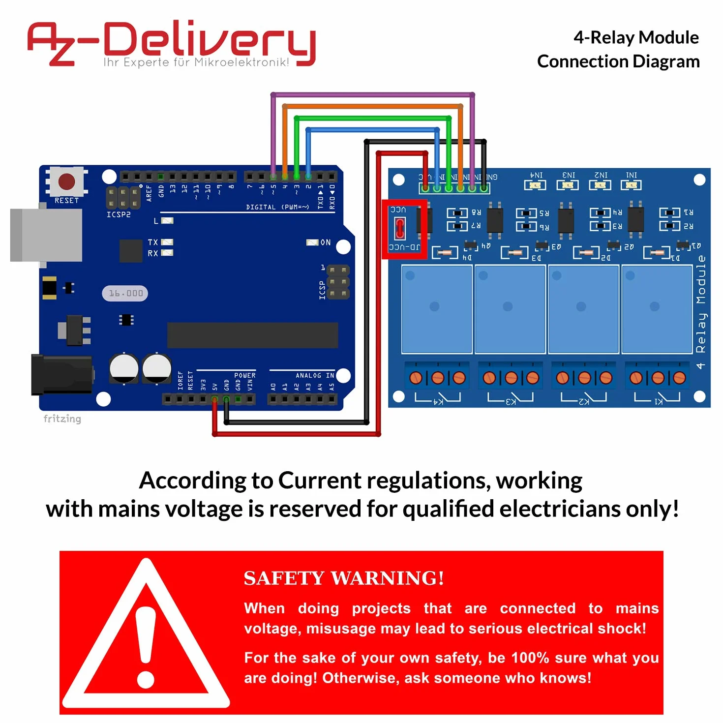 AZDelivery 4-Relay Moduł 5V z Optocoupler Low-Level Trigger kompatybilny z Arduino i Raspberry Pi w tym e-Book!