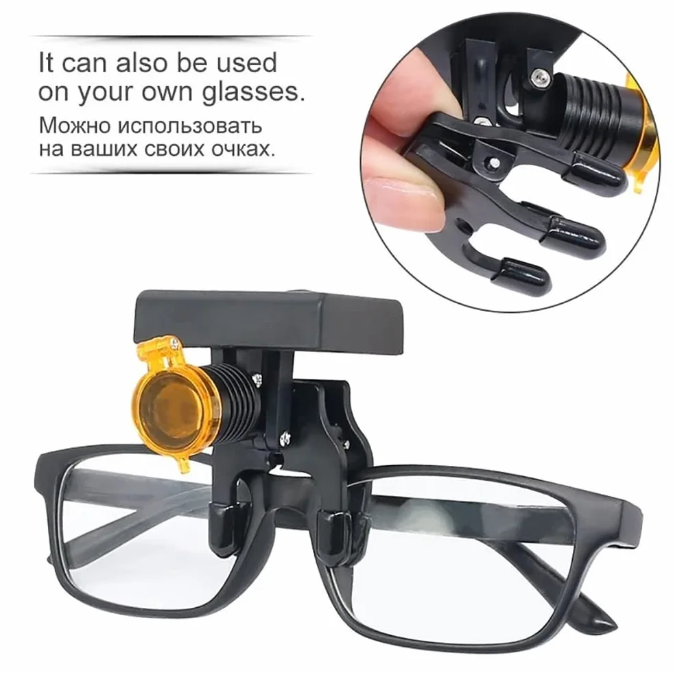 Dentysta Lupy 3,5 X 420 Mm Lornetki Lupy dentystyczne z LED Head Light Medyczne okulary chirurgiczne (Kolor: czarny)