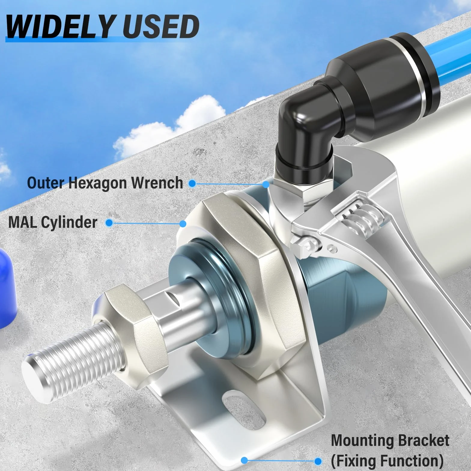 TAILONZ PNEUMATIC Kolanko męskie 6 mm średnica zewnętrzna x gwint M6 90 złączki wtykowe PL6-M6 (opakowanie 10 szt.)