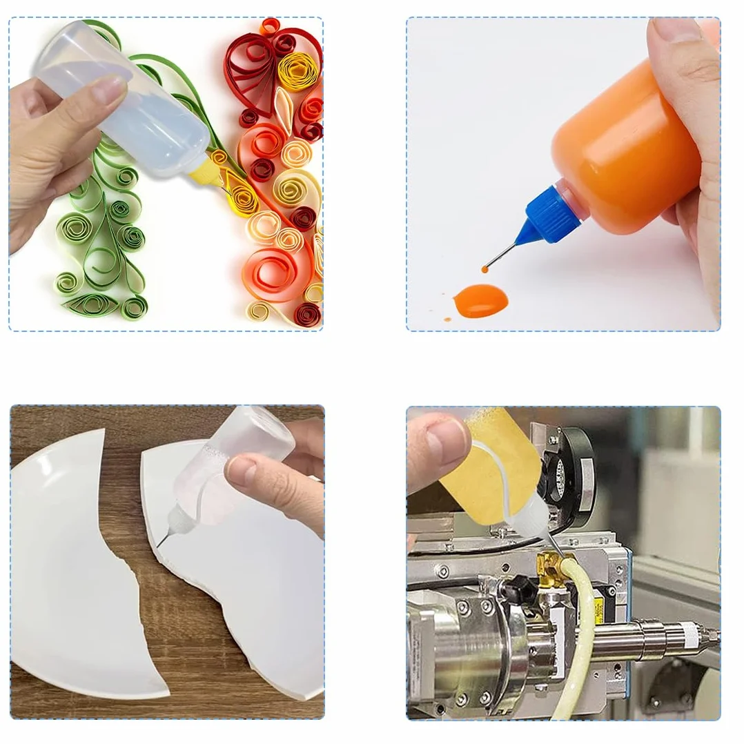 6 sztuk aplikator kleju, precyzyjny aplikator, plastikowe butelki, butelka z zakraplaczem, butelka do sokowirówki, aplikator z końcówką igły, butelki aplikatora kleju