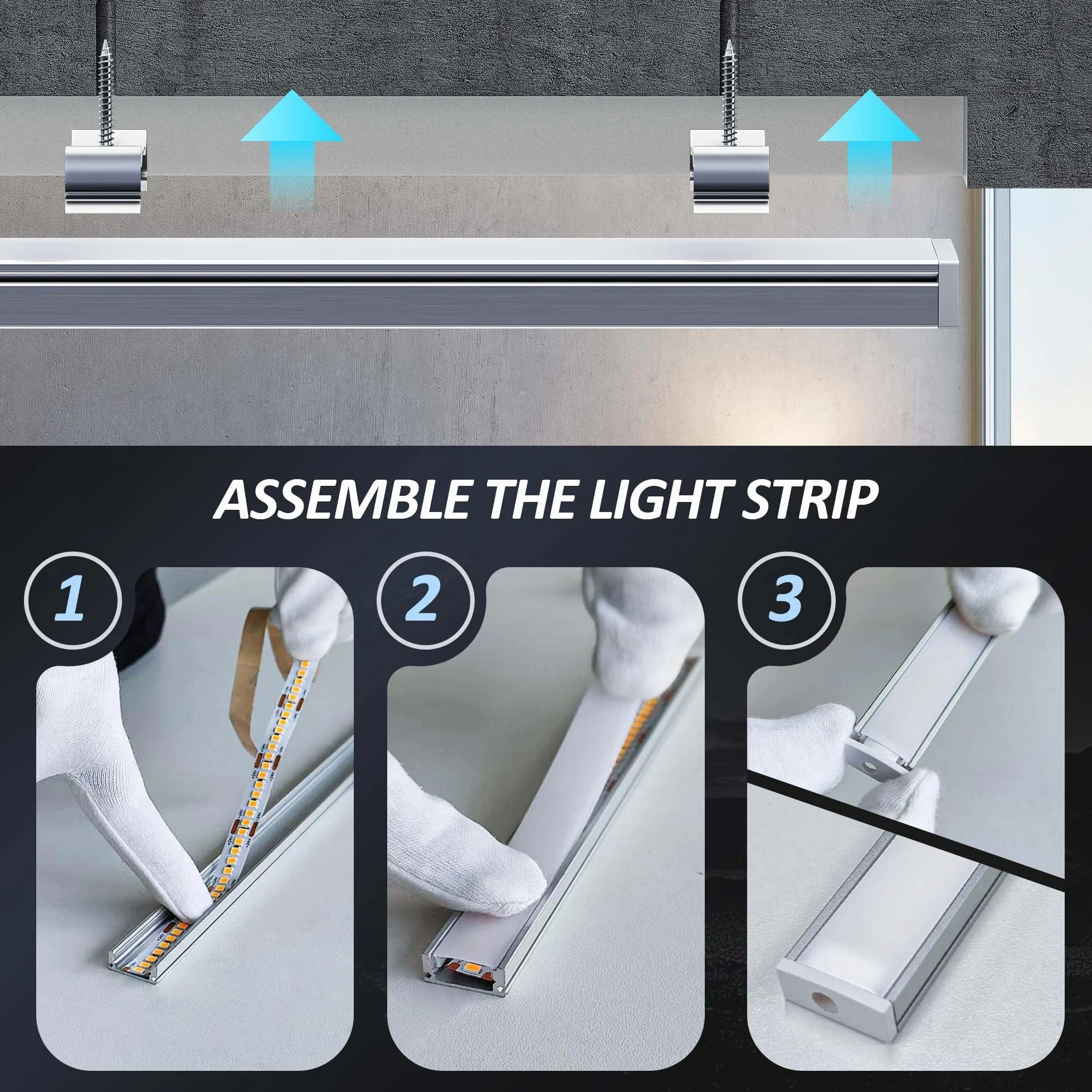 Profil aluminiowy LED biały 2 m 12,1 mm U-kształtny z taśmą LED i dyfuzorem