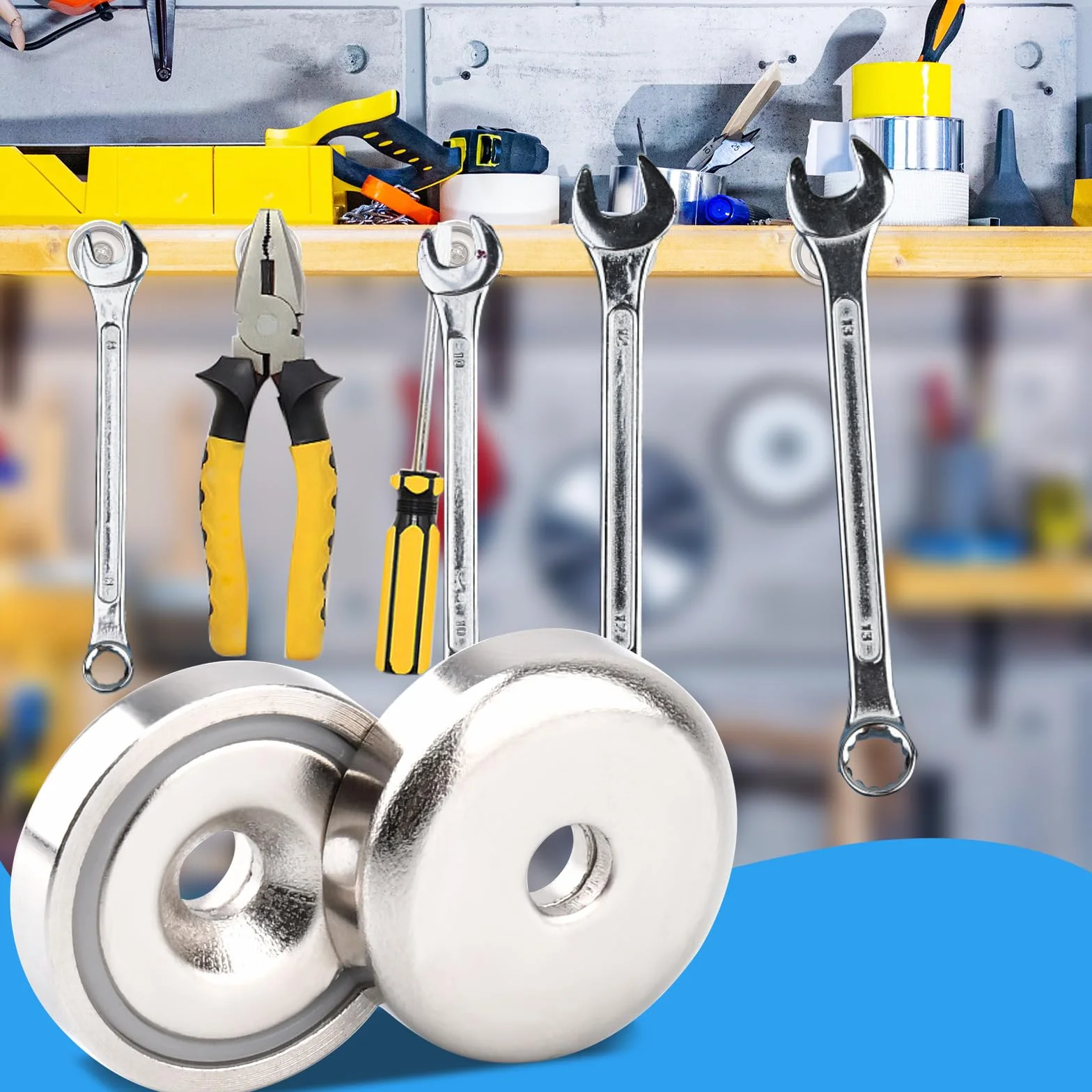 Magnesy neodymowe z otworem 10 kg 20 mm okrągłe garnkowe 8 sztuk