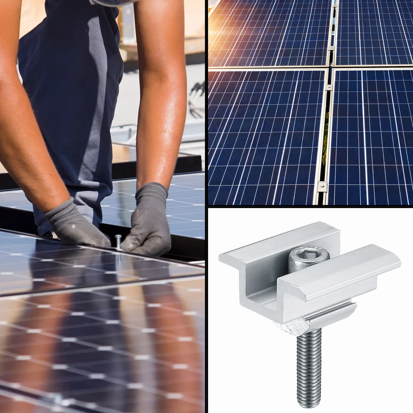 Aluminiowe zaciski centralne PV mocowanie fotowoltaiczne uchwyt montażowy do paneli słonecznych wysokość modułu 25-50 mm śruby M8