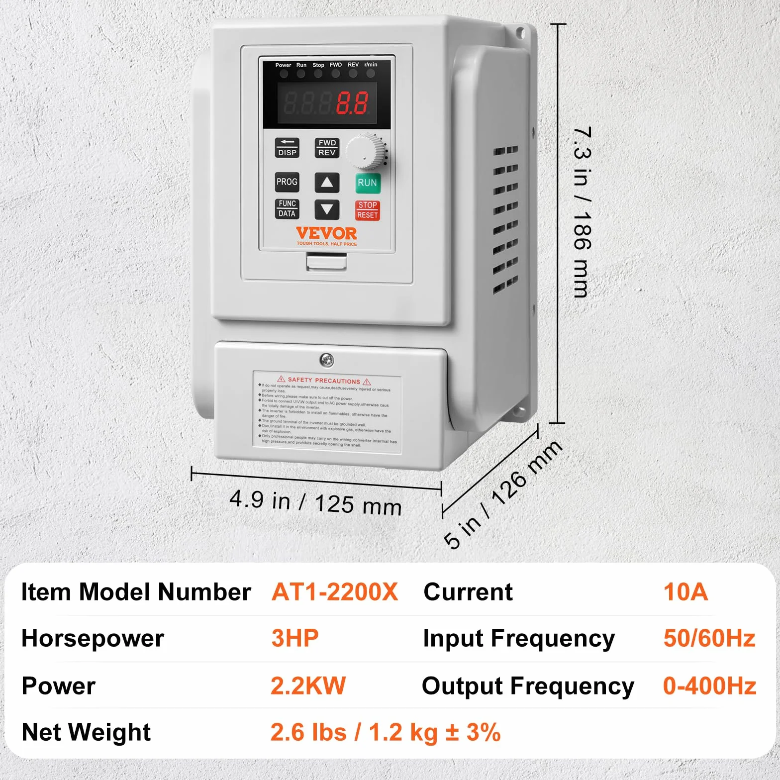 VEVOR 2,2 kW 10 A VFD przetwornica częstotliwości AC 220–240 V regulator prędkości