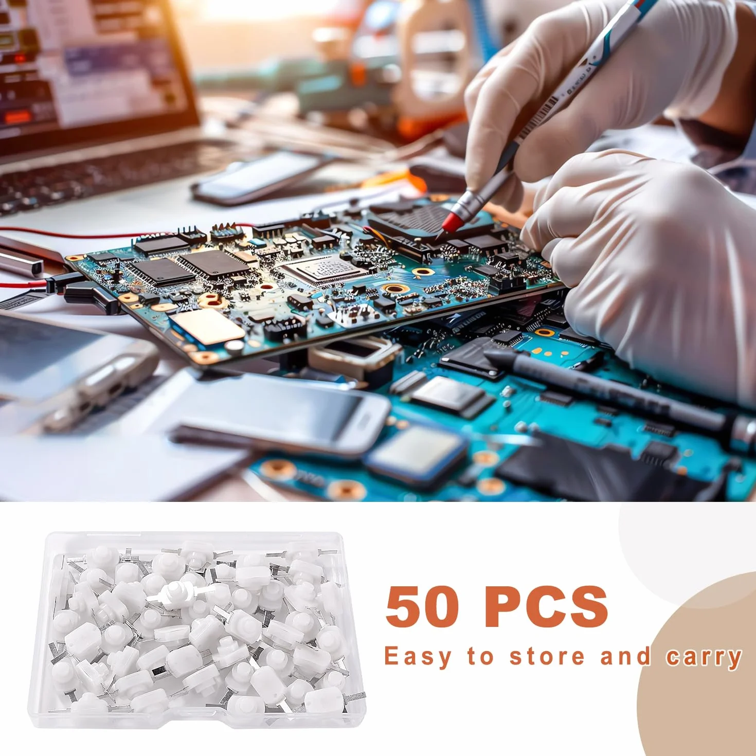 Przełącznik Przyciskowy Zatrzaskowy 12x8x8 mm DC 30V 1A Biały