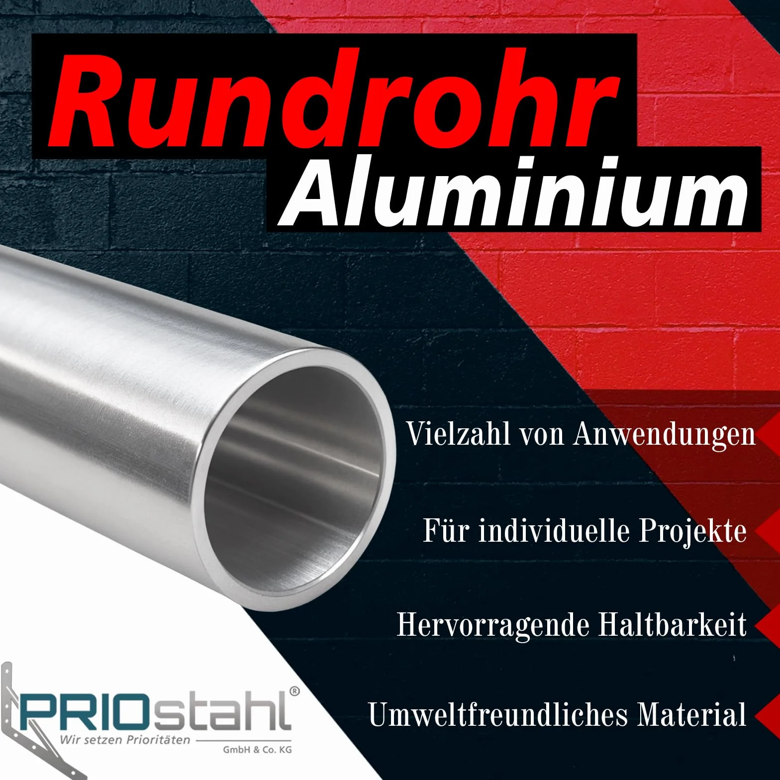 PRIOstahl Rura aluminiowa okrągła rura rura aluminiowa profil - 1 sztuka średnica rury: 20 mm grubość ścianki: 2 mm długość: 2000 mm bez spoiny do kreatywnego budownictwa masywne i wytrzymałe z