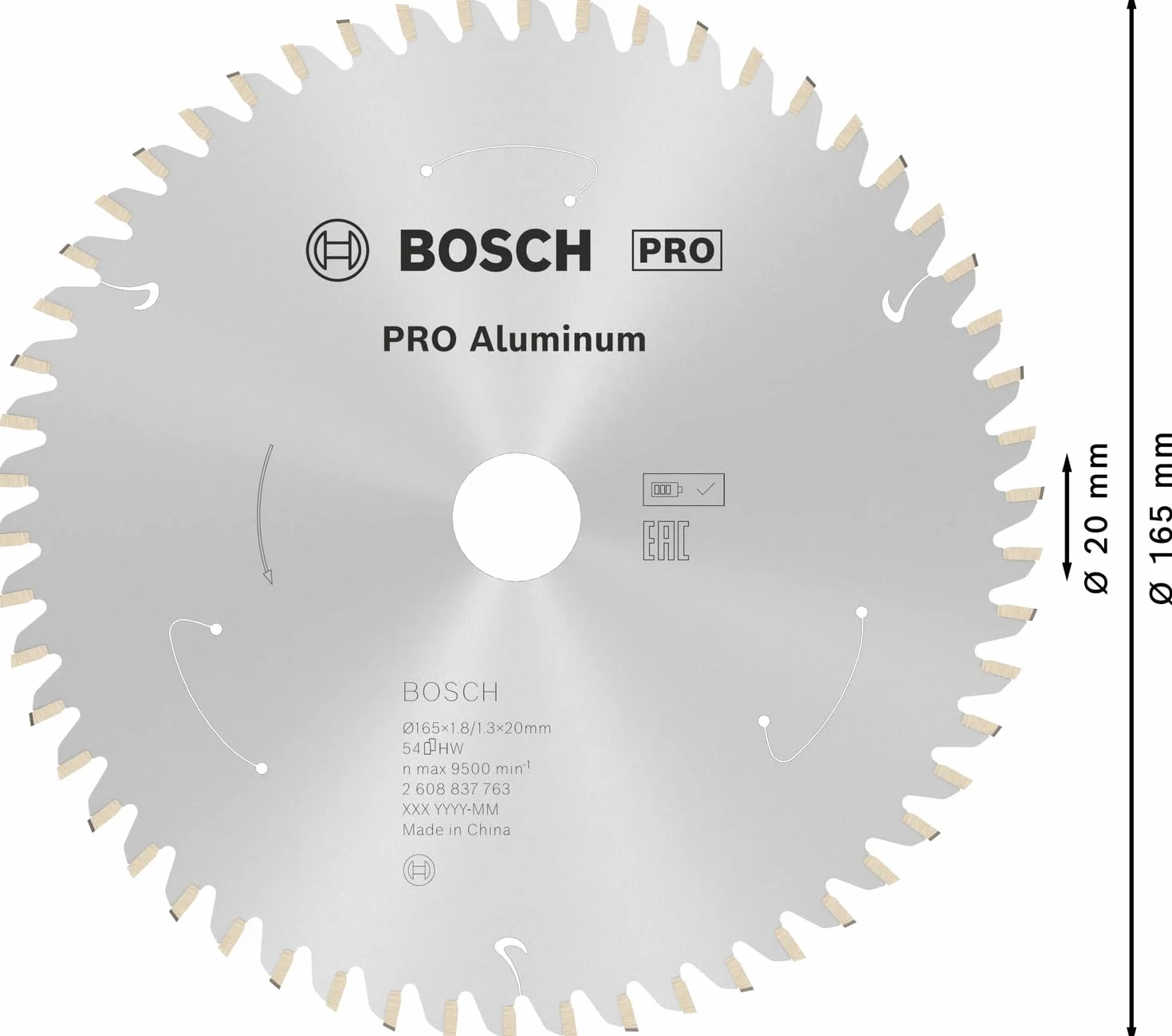 Bosch 1x Tarcza pilarska PRO Aluminium do bezprzewodowych ręcznych pilarek tarczowych (do Aluminiowy, Metale nieżelazne, Ø mm, Professional Akcesoria Ręczna pilarka tarczowa)
