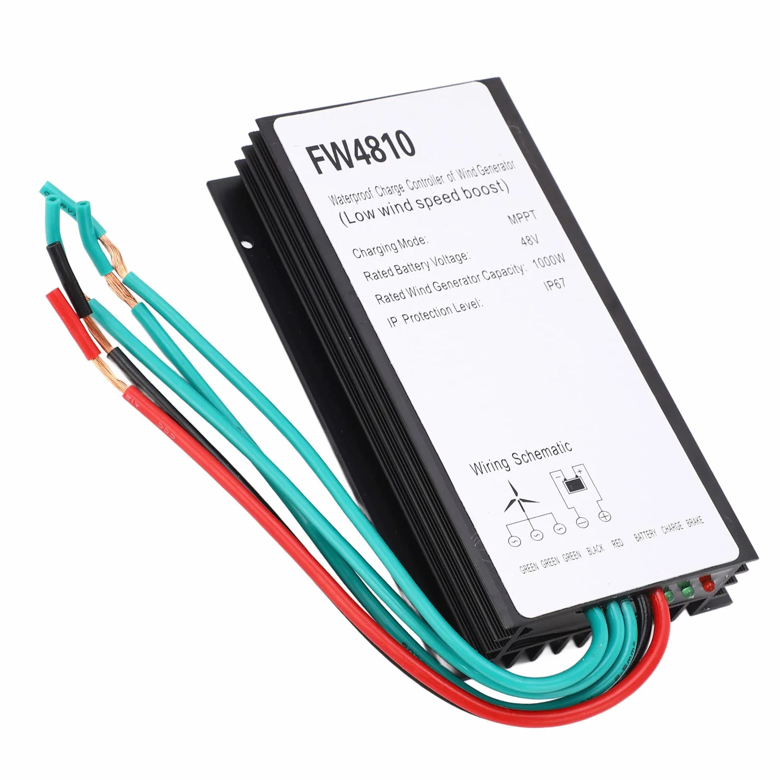 BuyWeek Kontroler Ładowania Turbiny Wiatrowej 1000W 48V MPPT IP67 Wodoodporny