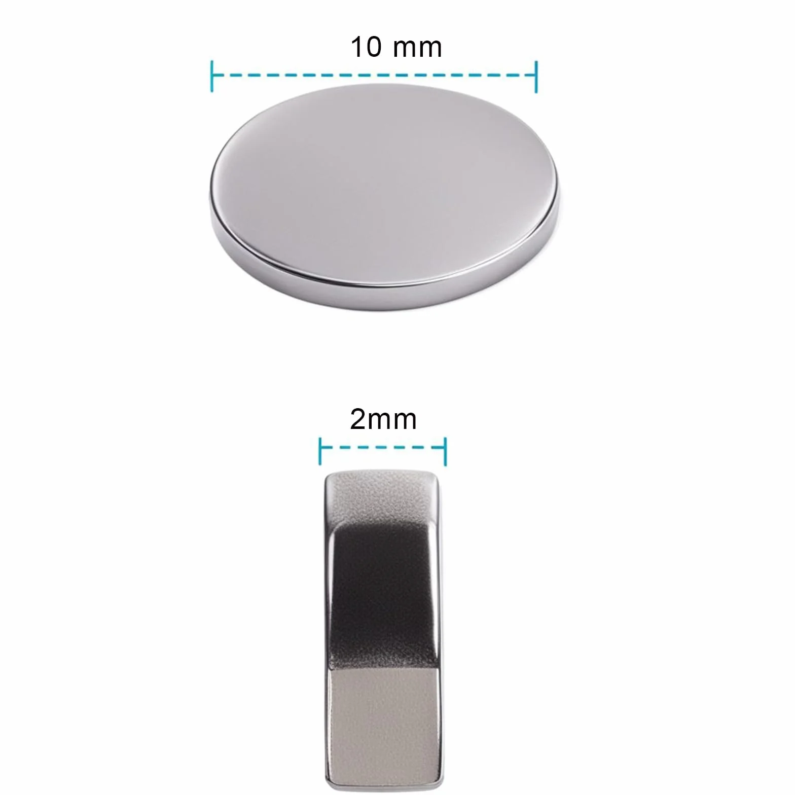Yizhet Magnesy, 50 sztuk, bardzo mocne magnesy do użytku domowego, 10x2 mm, do tablicy magnetycznej, suchościeralnej, korkowej, na lodówkę itd. (10 x 2 mm)