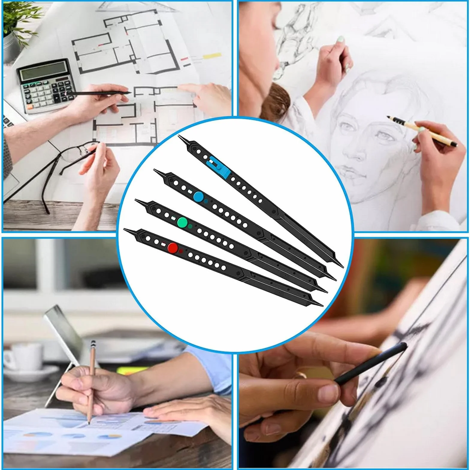 Proportional Scale Divider, 10 Inch Artist Drawing Tool, Adjustable Viewfinder, Precision Alignment Sturdy Visual Guide for Artists, Students, Architects, 25.3cm