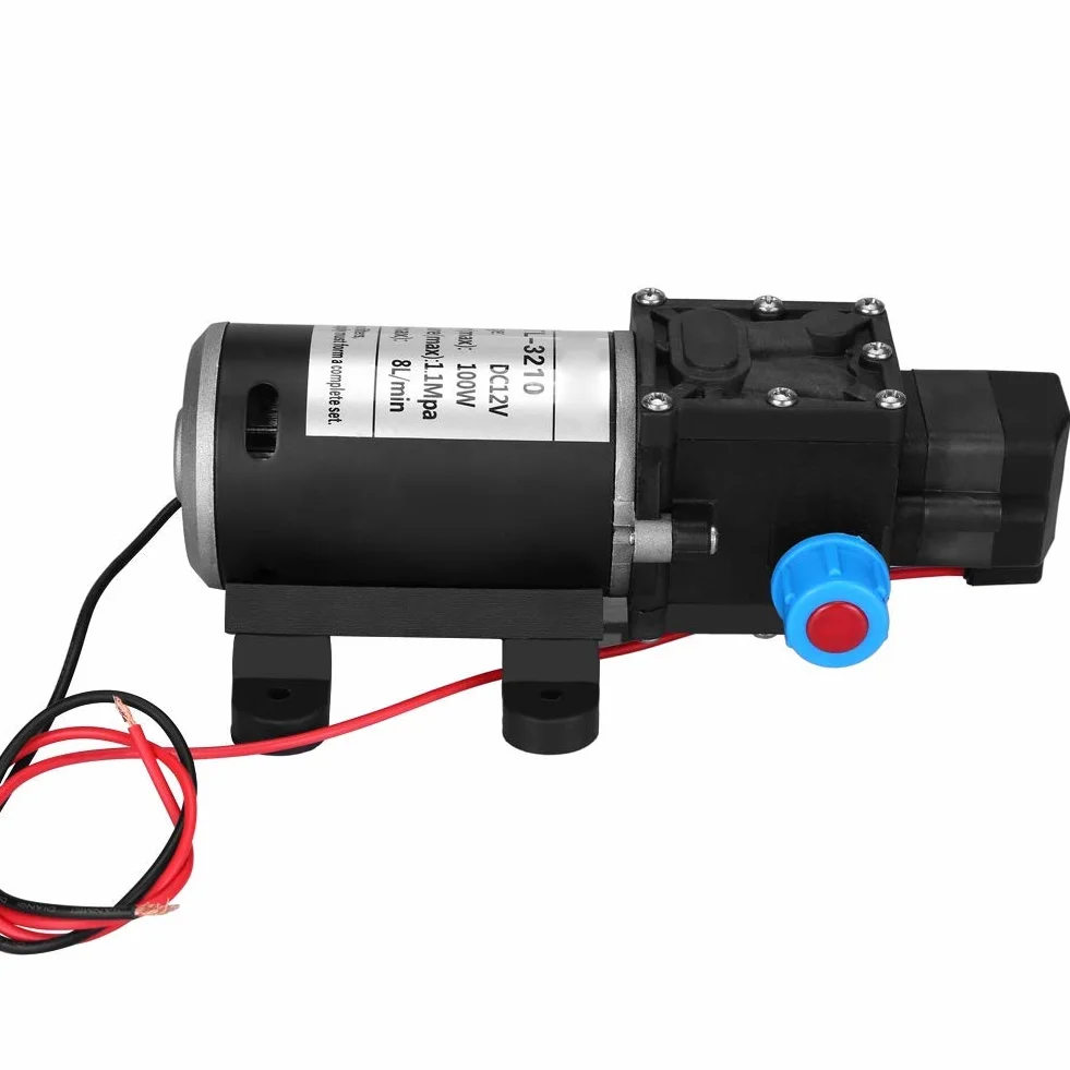 Pompa wodna, 12 V DC 100 W 8 l/min, 160 psi, wysokociśnieniowa pompa wodna, membranowa samozasysająca pompa wody do mycia