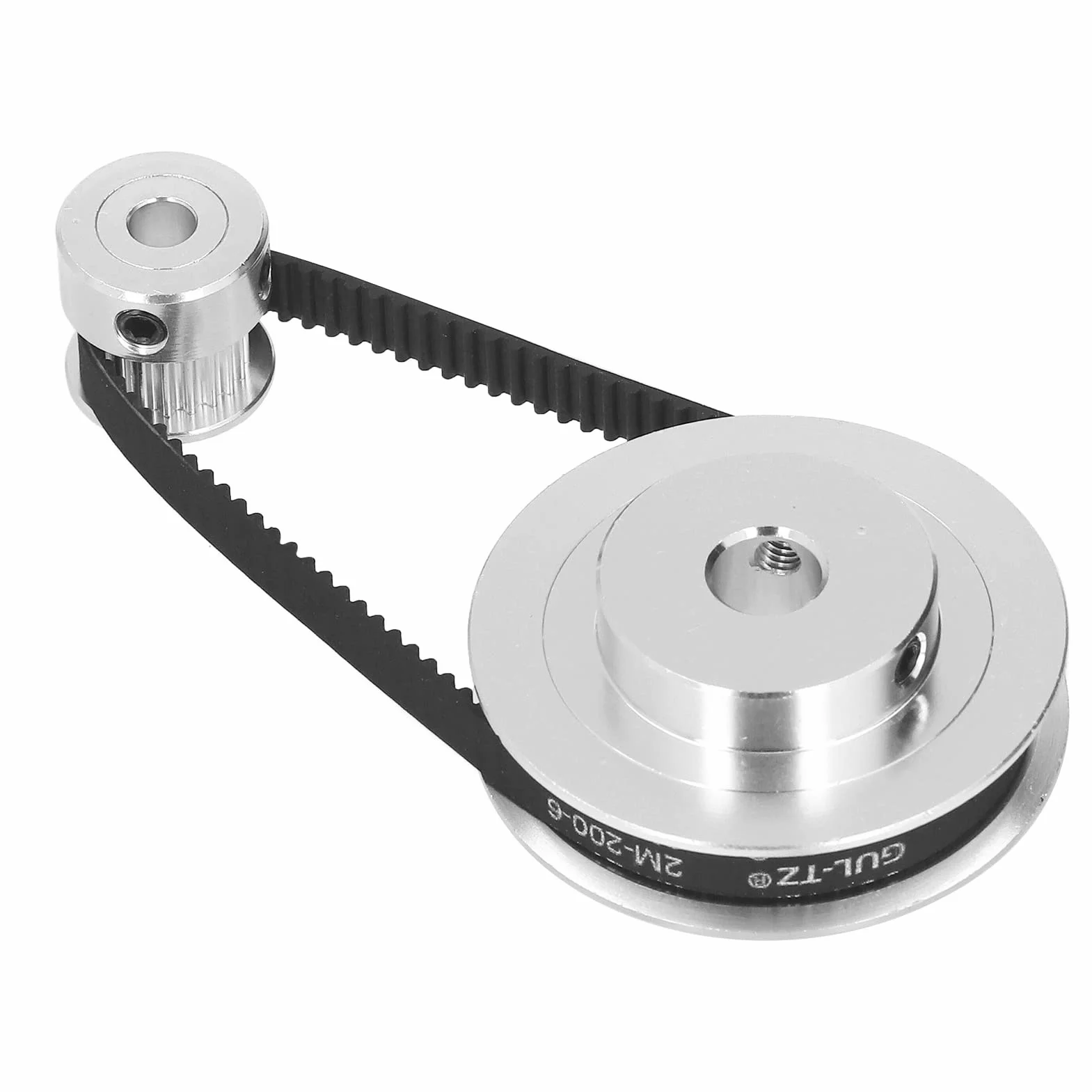 2-pakowe Koło Synchroniczne - Elastyczny, Zamknięty Pasek Rozrządu 20T 60T, Koło Rozrządu ze Stopu Aluminium Długość 200mm, Szerokość 6mm(20t 5mm (0,2 cala) plus 60t 8mm (0,31 cala))