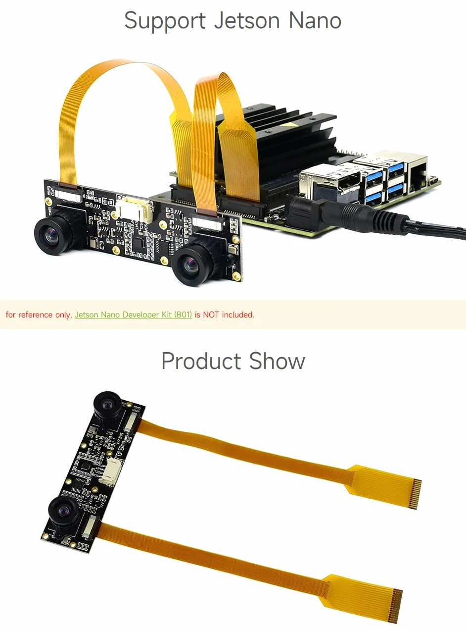 Waveshare IMX219-83 Stereo Camera 8MP Binocular Module for Jetson Nano B01 Raspberry Pi CM3/CM3+