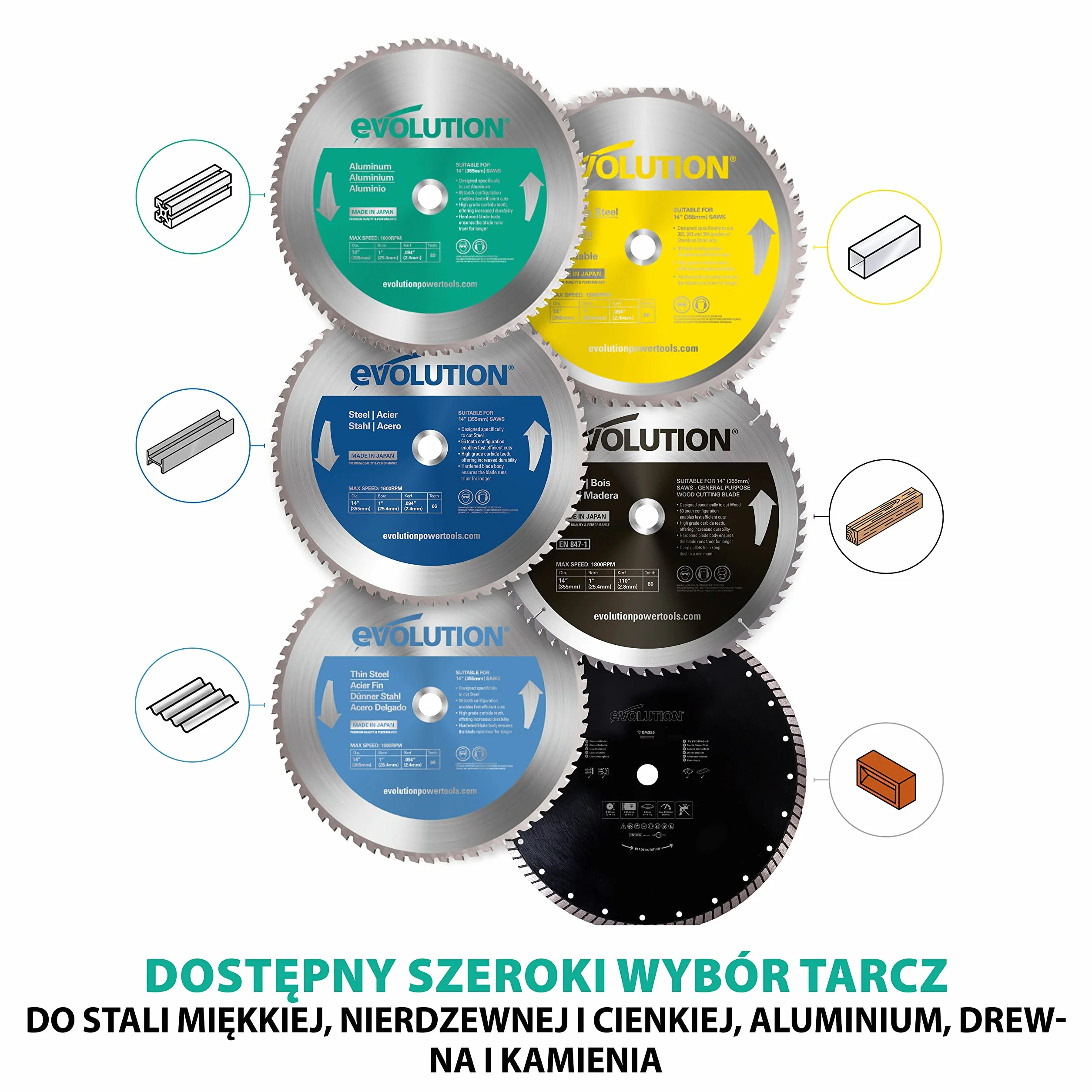Evolution Power Tools Tarcza do cięcia aluminium A255TCT-80MS 255 mm do ukośnic i pilarek stołowych