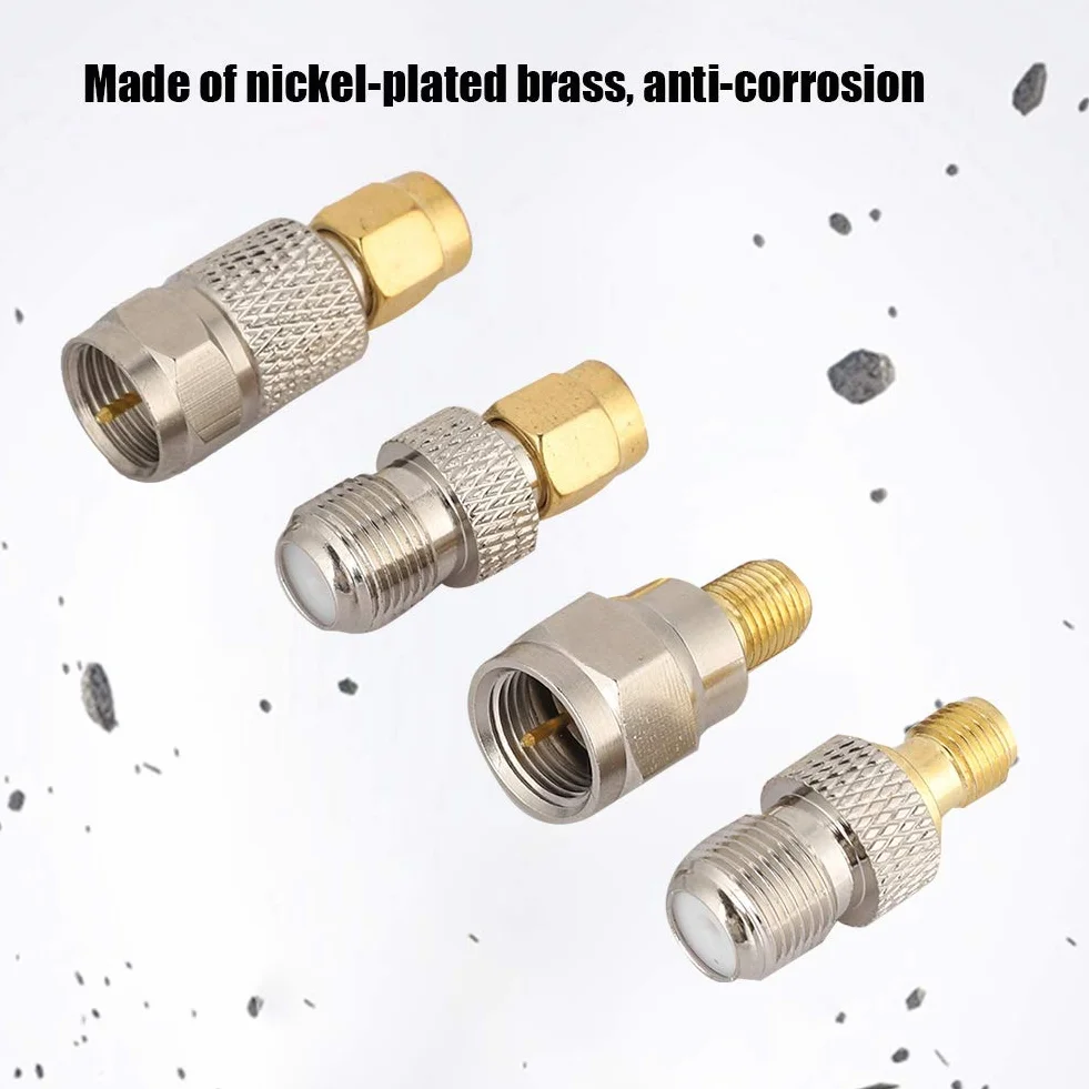 Adapter konwertera F na SMA, 4-częściowy przenośny mosiądzowy złącze antenowe Cuifati