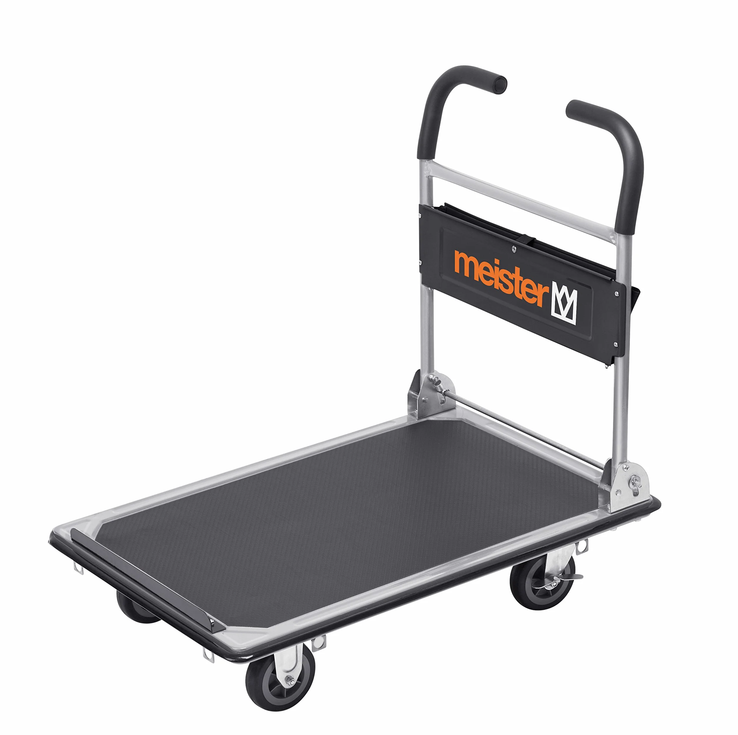 Meister Wózek platformowy "cut-off" – składany – nośność do 300 kg – hamulec postojowy/pomoc transportowa z kółkami skrętnymi/wózek z powłoką antypoślizgową/składany wózek ze stali / 8985630
