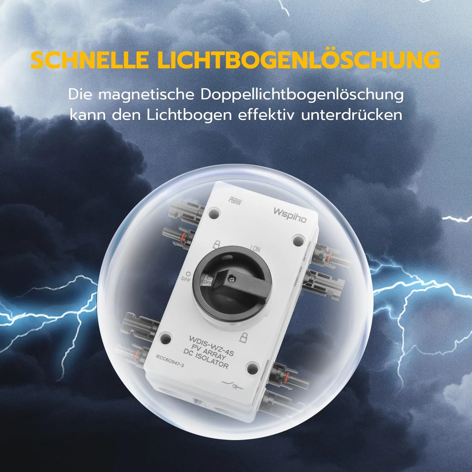 Odłącznik DC PV 32 A, 1000 V, 2-strunowy wyłącznik PV, skrzynka przyłączeniowa do instalacji solarnej, IP66 PV bezpiecznik automatyczny do paneli słonecznych