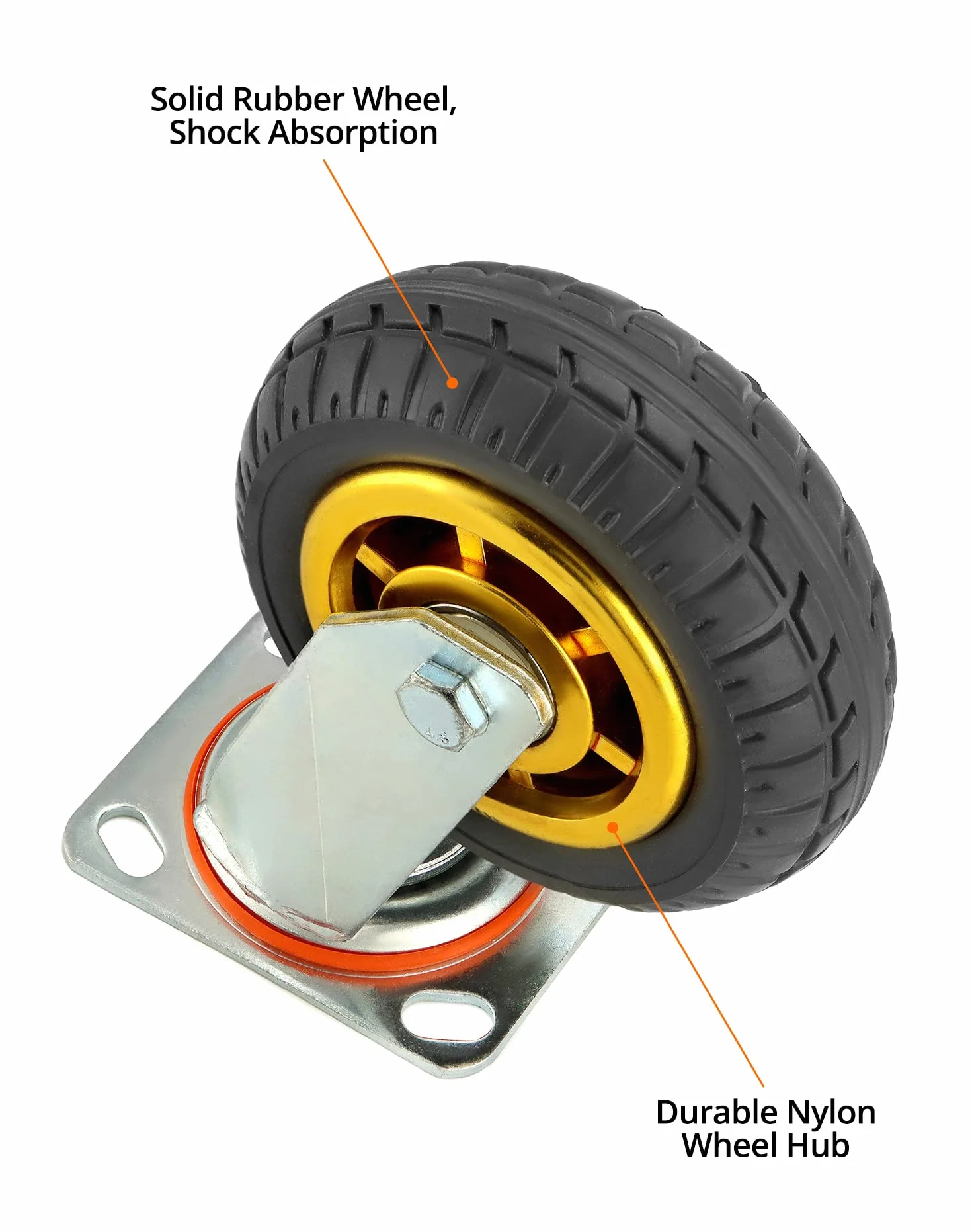 QWORK 4 sztuki kółek do dużych obciążeń 150mm 250 kg kółka skrętne z amortyzacją do transportu mebli i przemysłowego
