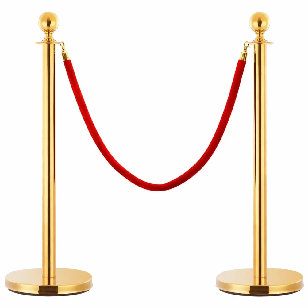 vidaXL 3-częściowa barierka kolejkowa VIP, stal nierdzewna, złota
