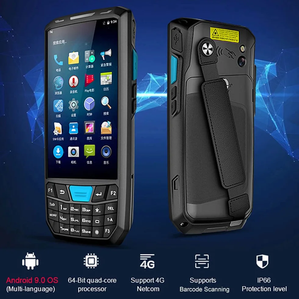 Skaner kodów kreskowych Android 9.0 Mobilny komputer ze skanerem laserowym Honeywell 1D, 4,5-calowy ręczny wytrzymały PDA bezprzewodowy WiFi 4G LTE do dostawy magazynu i zarządzania zapasami