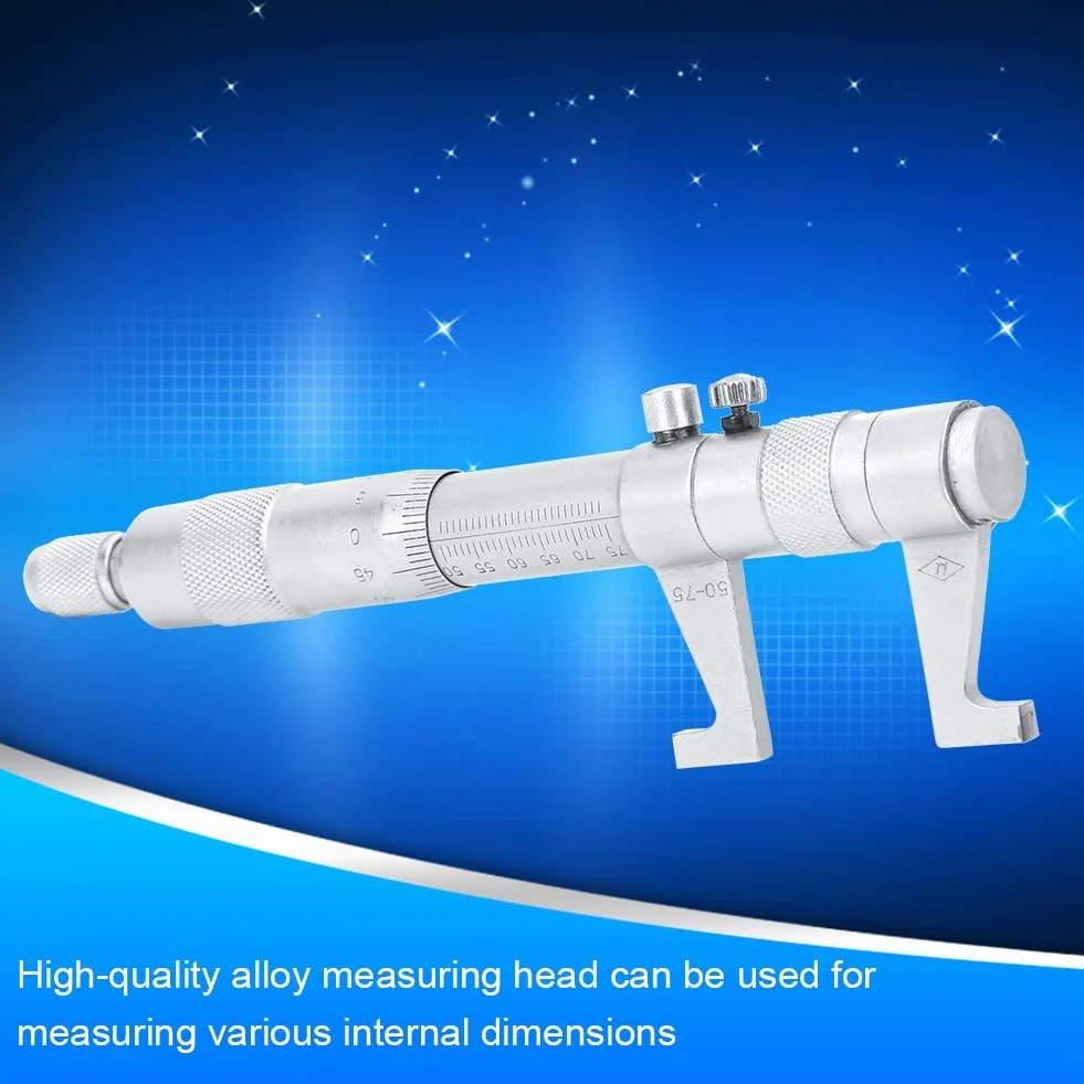 Mikrometr metryczny, 25-50mm/50-75mm Wyraźne znakowanie laserowe Wysoka dokładność mikrometrów wewnętrznych Stal nierdzewna do pomiaru różnych wymiarów wewnętrznych(50-75 MM)