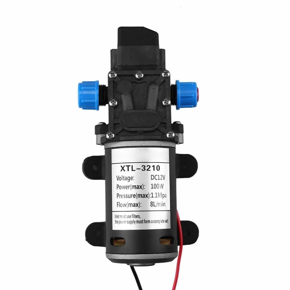 Pompa wodna, 12 V DC 100 W 8 l/min, 160 psi, wysokociśnieniowa pompa wodna, membranowa samozasysająca pompa wody do mycia
