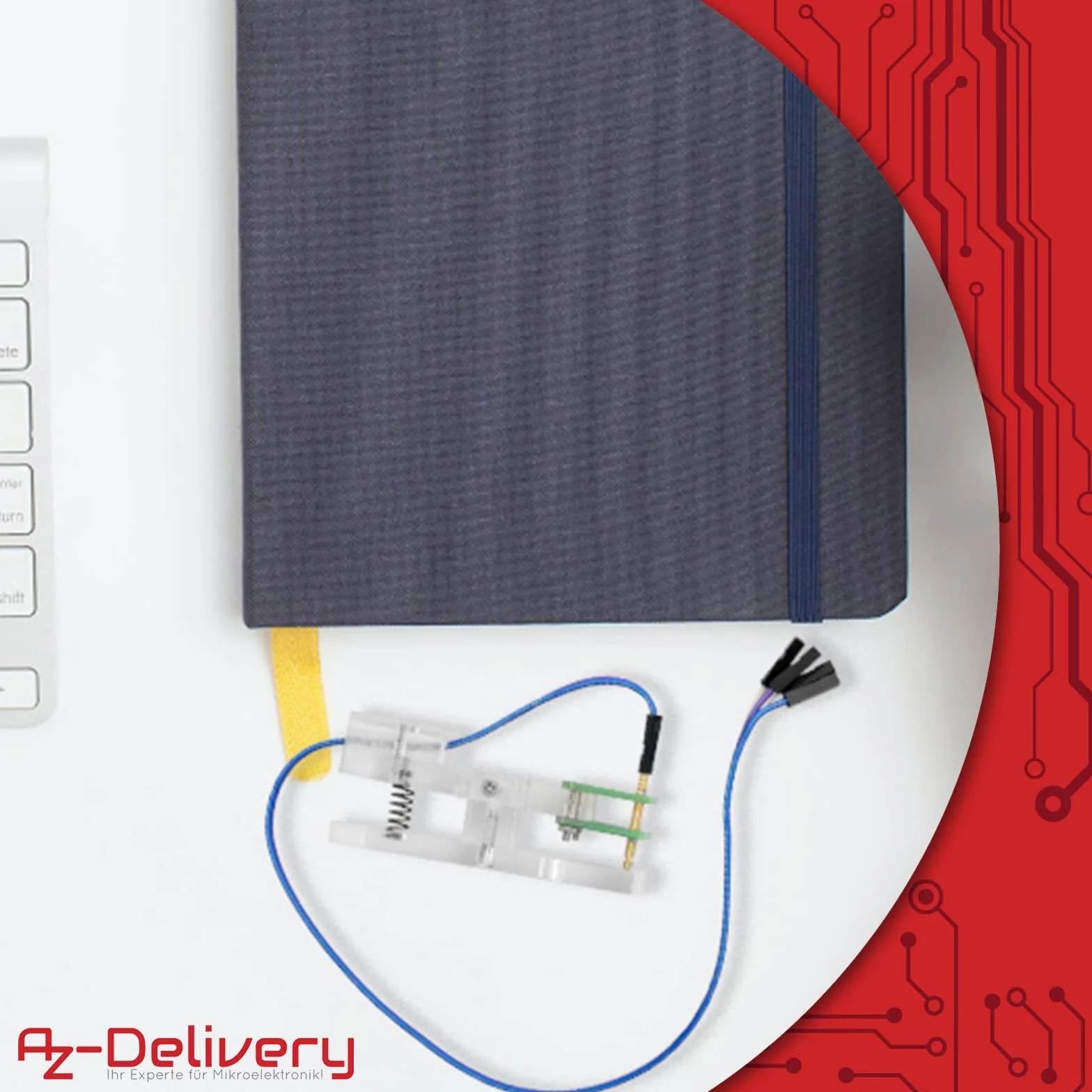 AZDelivery 4-pinowy programator I2C moduł narzędzie testowe PCB zacisk 1 x 4P pozłacane szpilki pogo