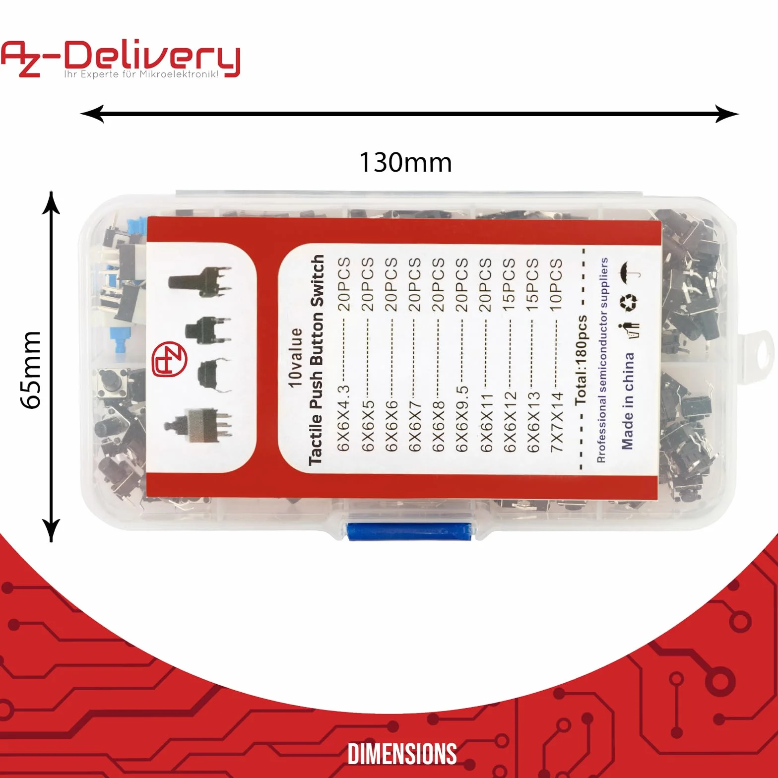 AZDelivery Zestaw 180 sztuk Mikroprzełączników