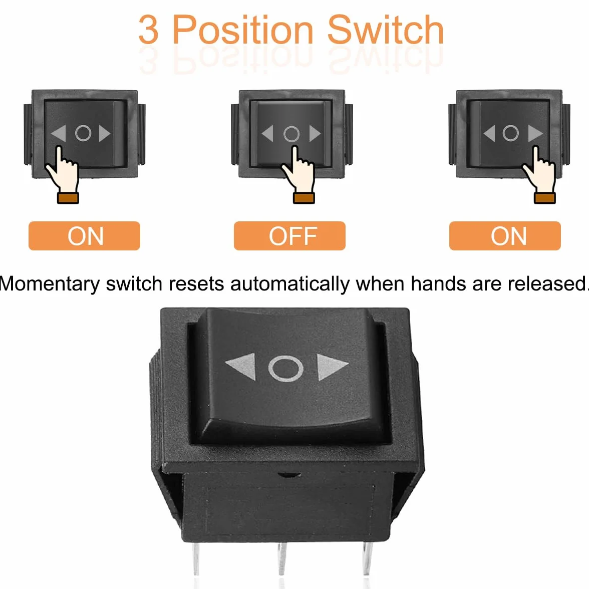 Przełącznik kołyskowy DPDT 6-pinowy 3 pozycje ON/OFF/ON Chwilowy DC 12V 10A AC110V-220V 2 szt