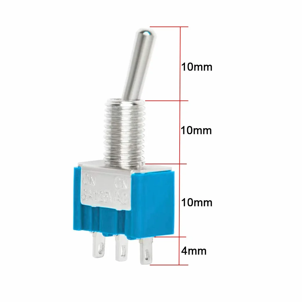 Przełącznik przechylający MTS102 SPDT 3-pinowy 6A 125VAC ON/ON 2 Pozycja