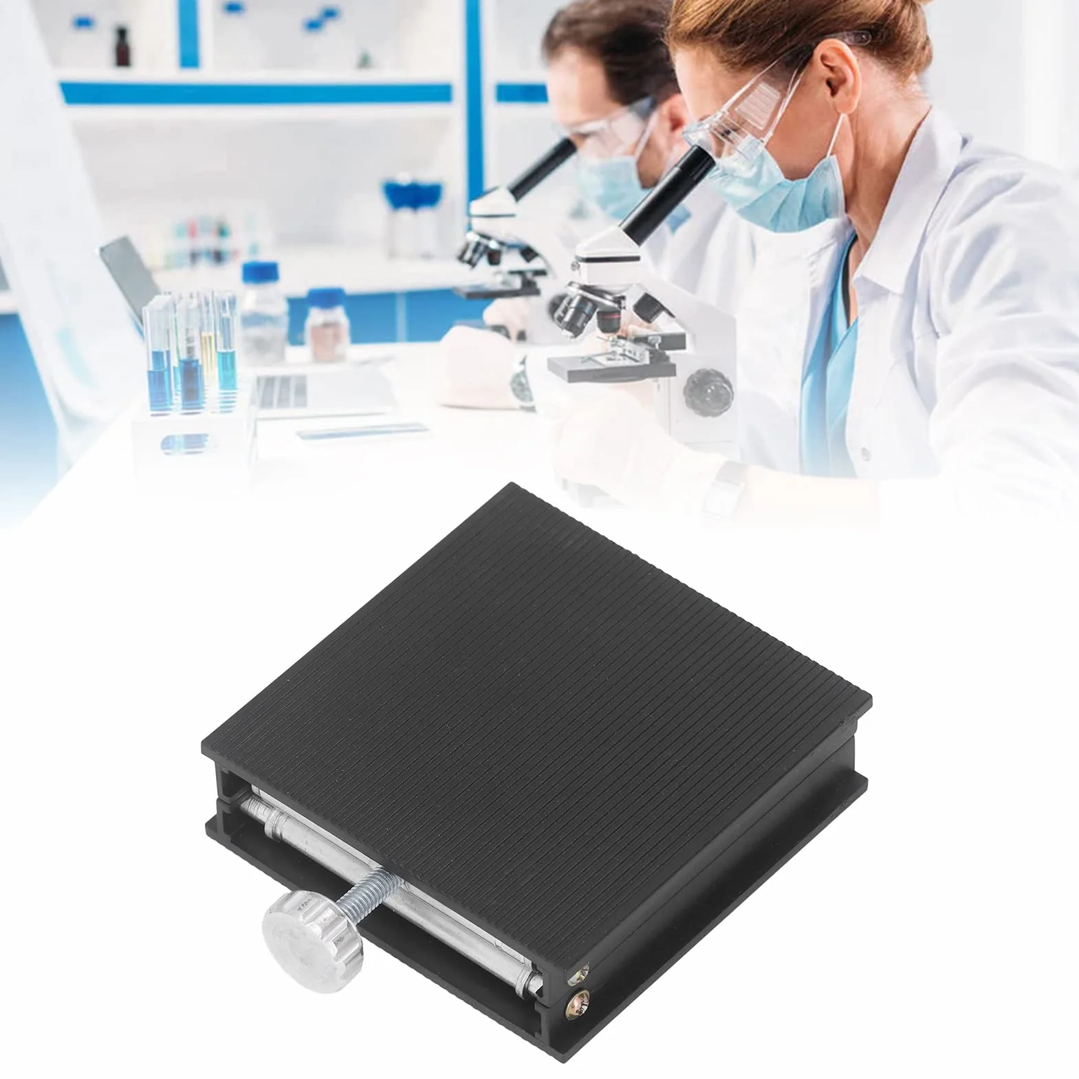 Regulowany Stojak Podnoszący Laboratoryjny 90x90mm Stop Aluminium Platforma z Regulacją Wysokości 26-90mm Czarny Nośność 30kg