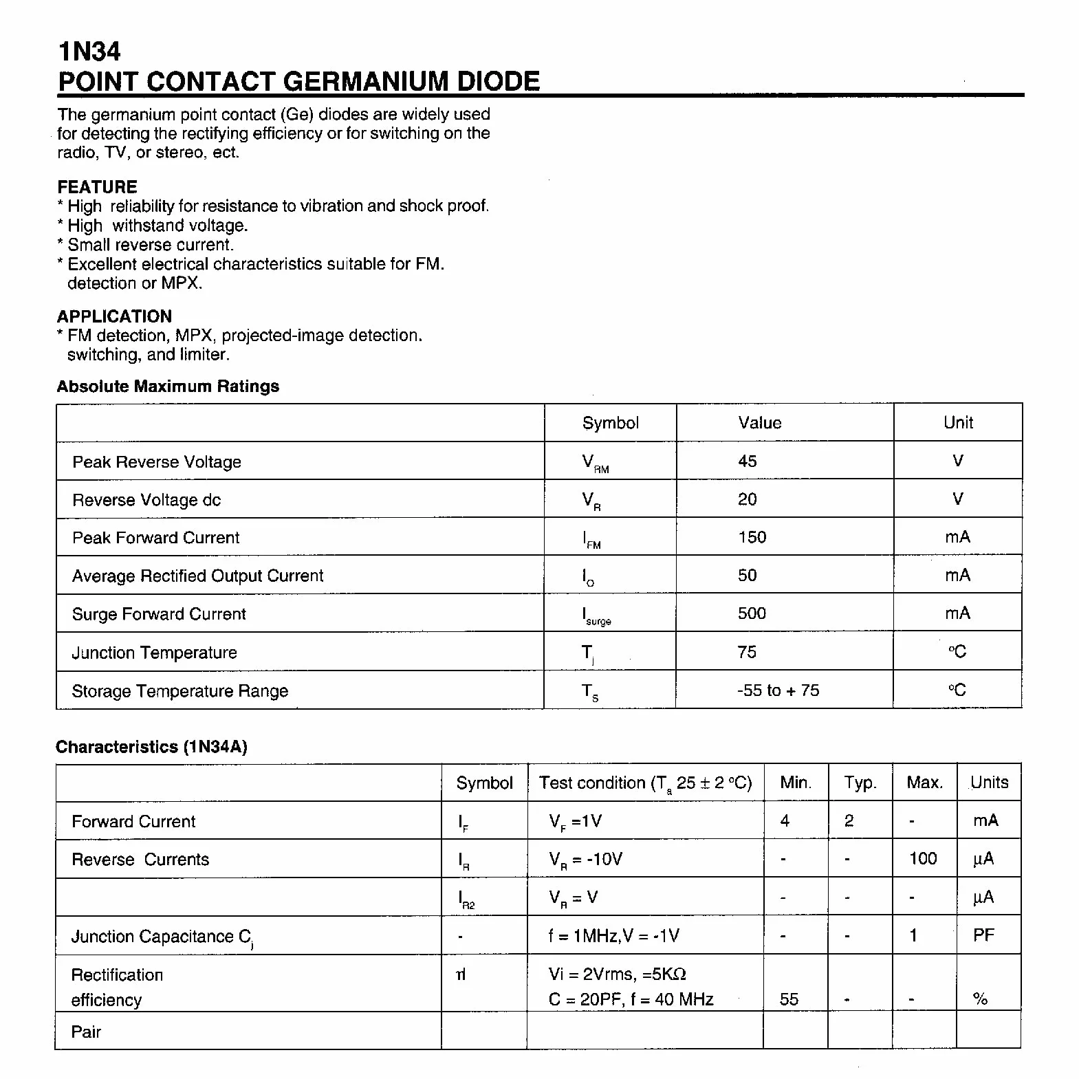 AUKENIEN Dioda Germanium 1N34A IN34 50mA 65V DO-35 diody osiowe 65 V (zestaw 30 sztuk)