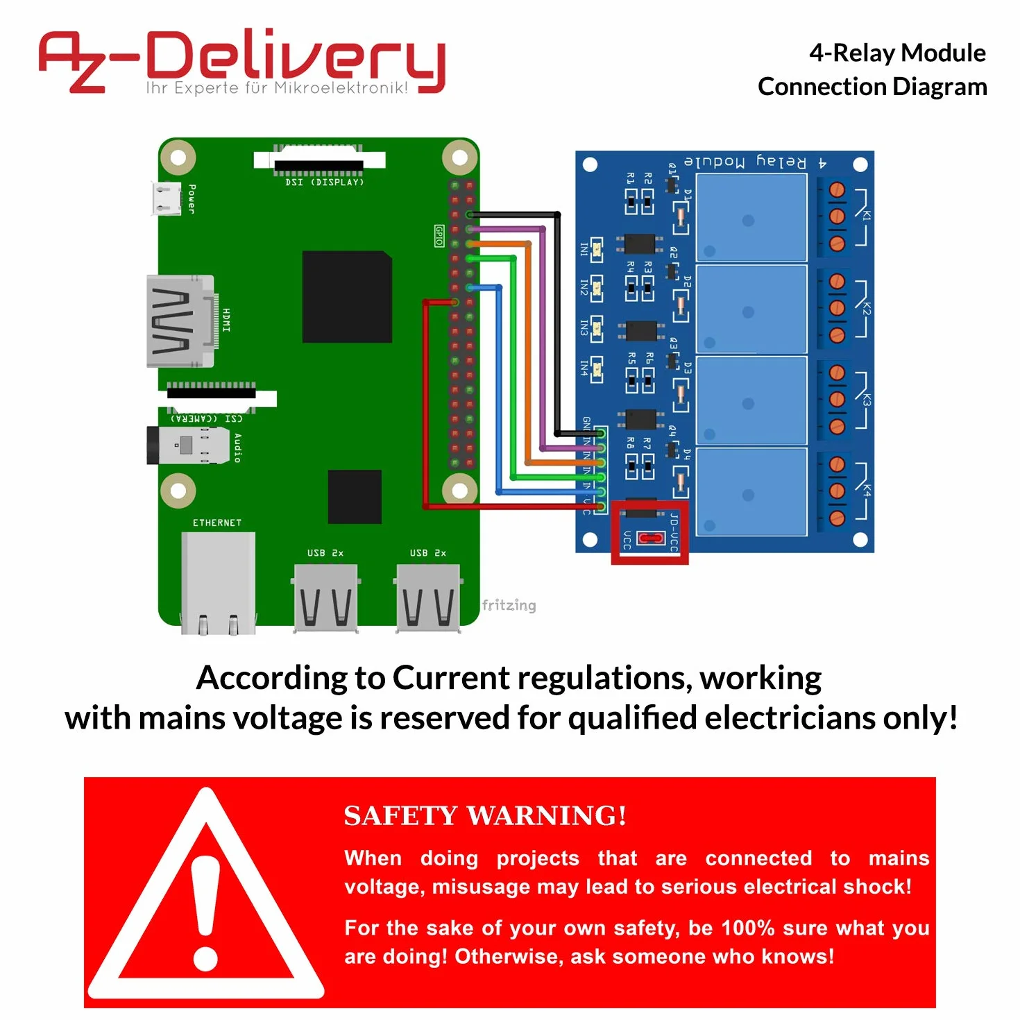 AZDelivery 4-Relay Moduł 5V z Optocoupler Low-Level Trigger kompatybilny z Arduino i Raspberry Pi w tym e-Book!