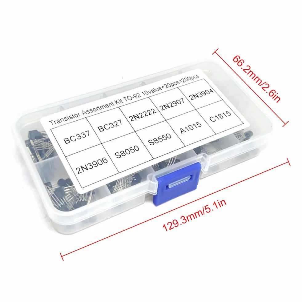 Tranzystory BC337 BC327 2N2222 2N2907 2N3904 2N3906 S8050 S8550 A1015 C115 C111 815, 200 sztuk