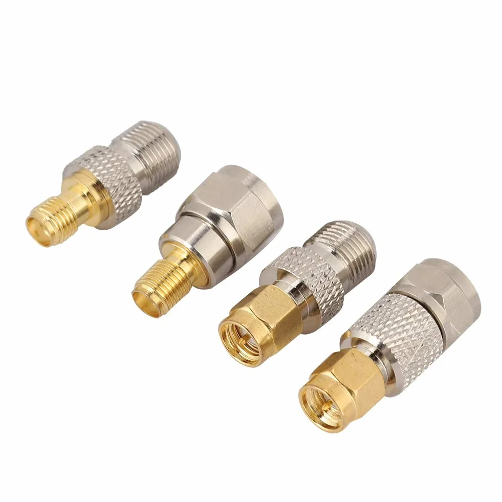 Adapter konwertera F na SMA, 4-częściowy przenośny mosiądzowy złącze antenowe Cuifati