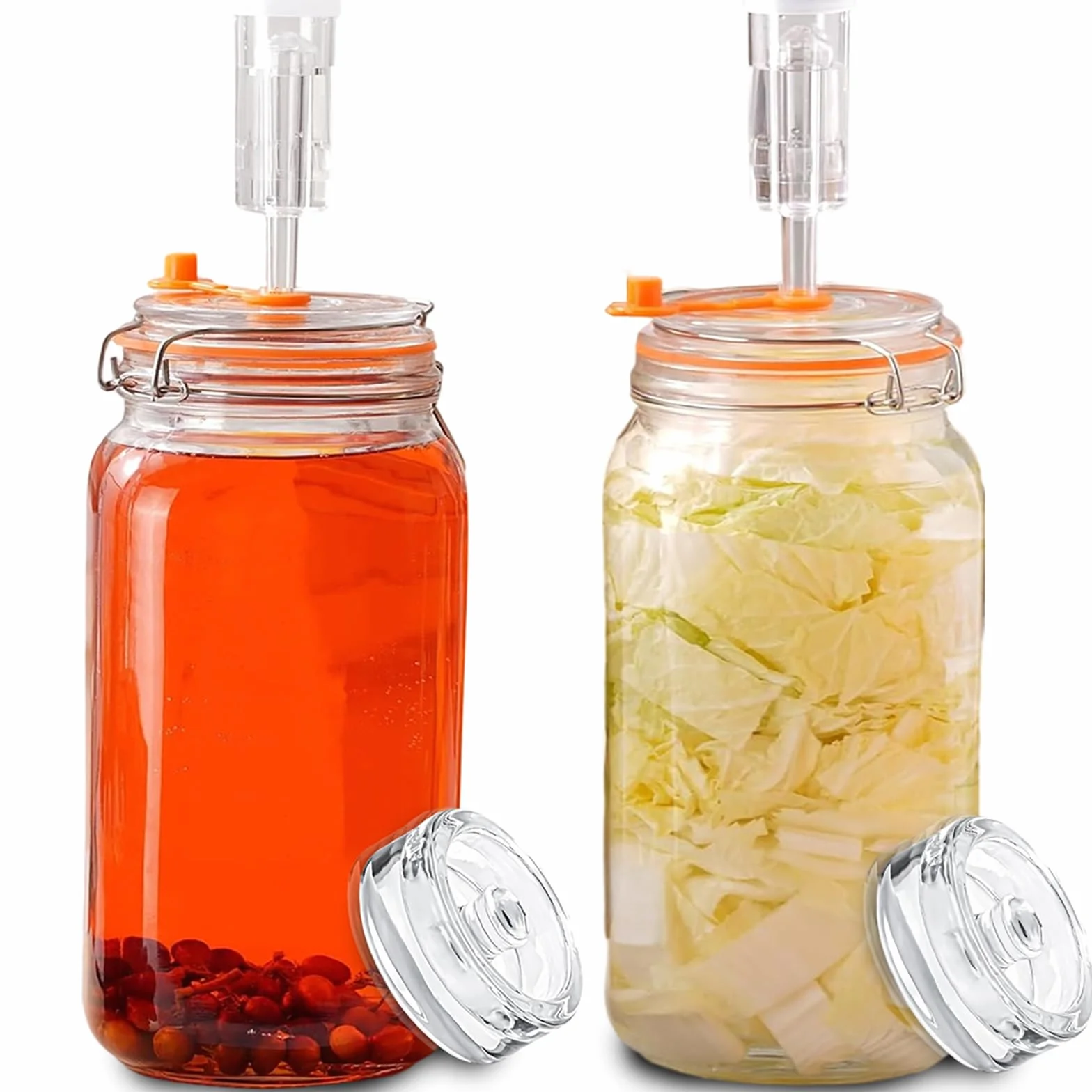 Słoiki do fermentacji 2 l z zaworem i wagą, zestaw do kimchi, zakwasu, kapusty