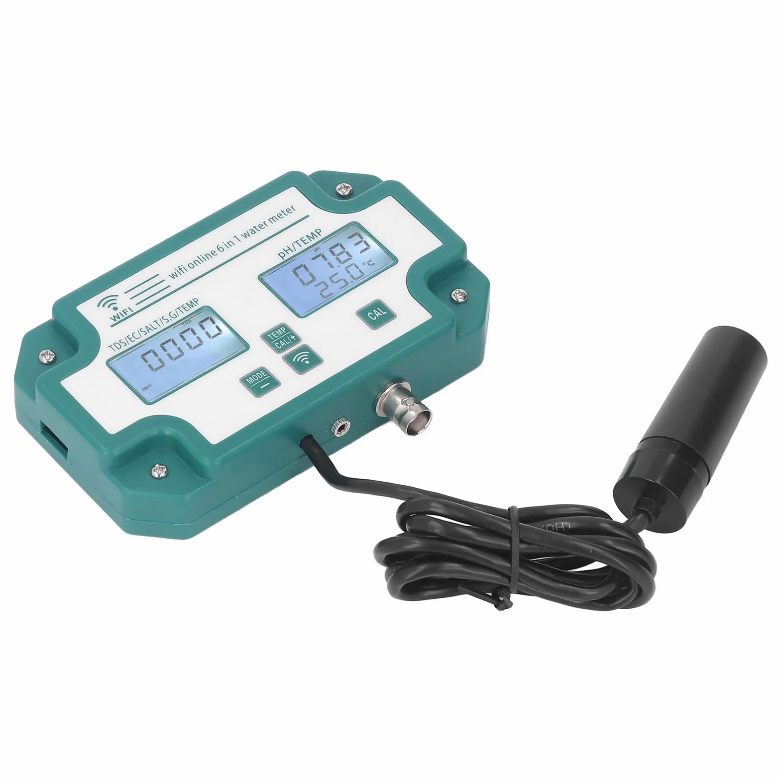 Wielofunkcyjny Miernik Jakości Wody 6 w 1 Połączenie WiFi PH TDS EC SG Tester Temperatury Soli do Akwarium(EU)