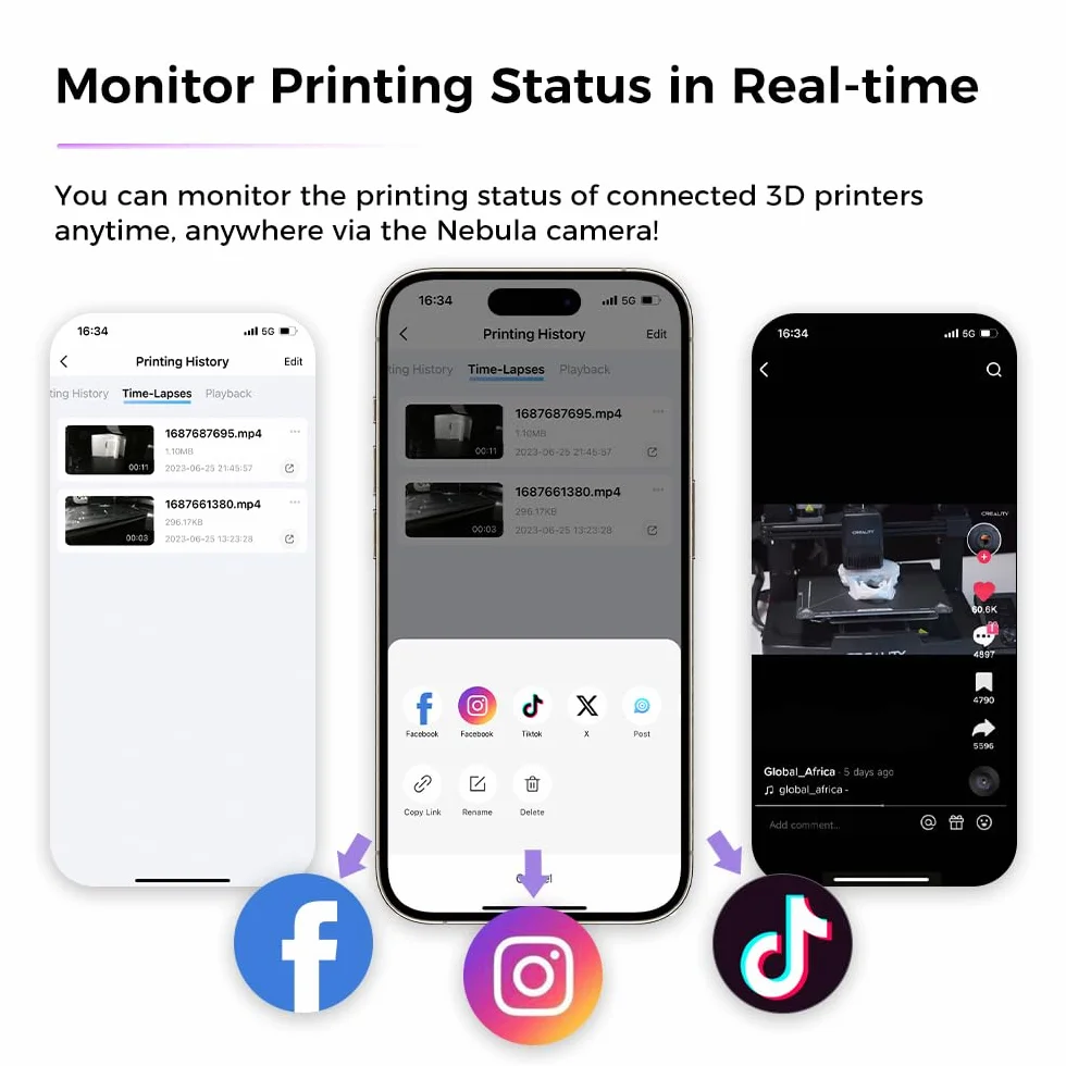 Creality Nebula Kamera 24h Monitoring Automatyczne Tworzenie Filmów Poklatkowych Kompatybilny z Sonic Pad Nebula Pad Ender 3 V3 KE CR 10